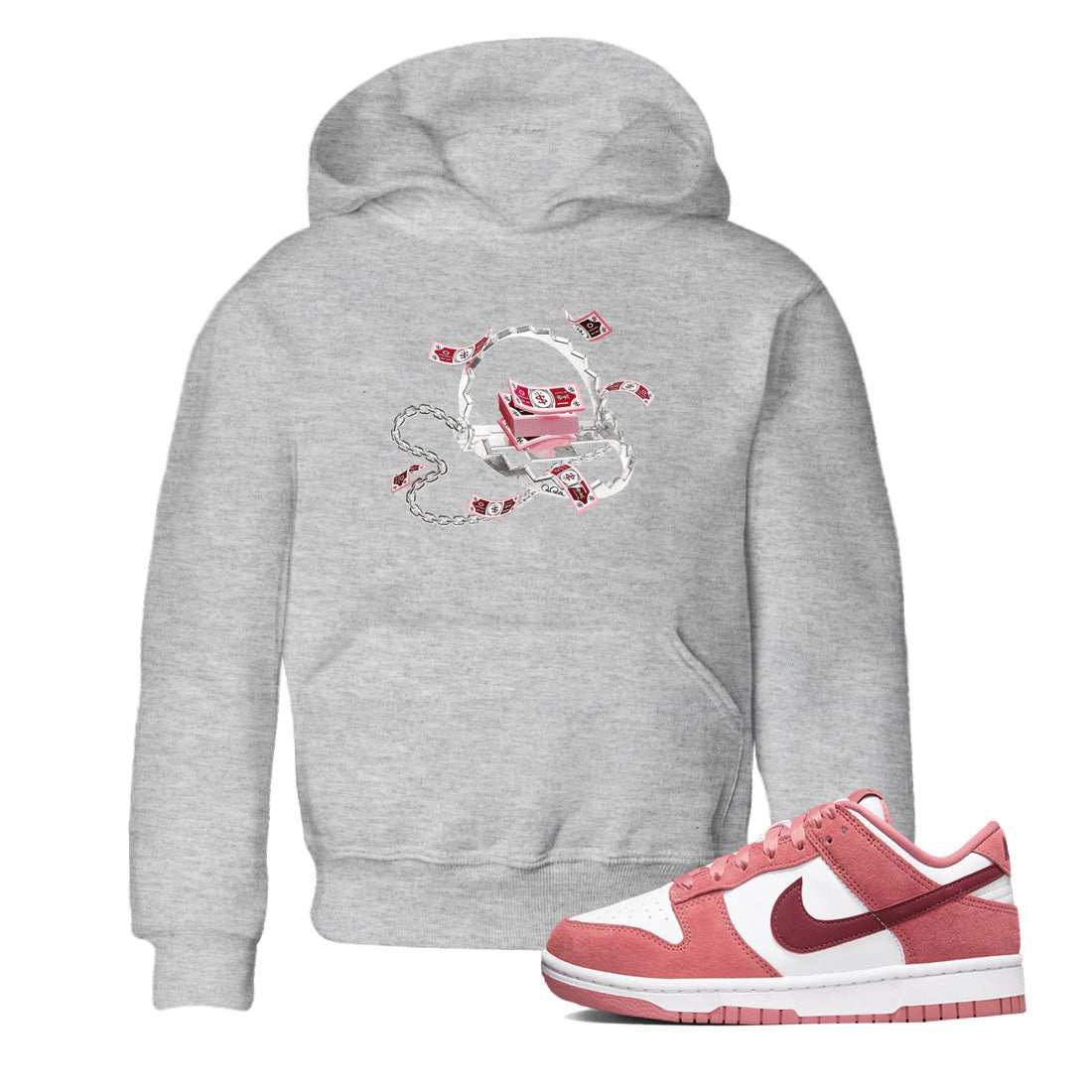 Dunk Valentines Day 2024 shirt to match jordans Trap Money sneaker tees Valentines Day Gift SNRT sneaker release tees baby toddler Heather Grey 1 cotton Shirt