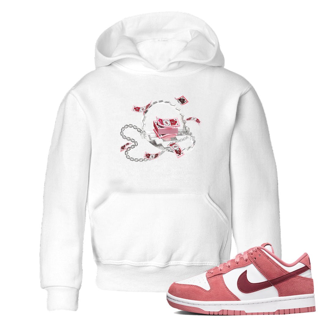Dunk Valentines Day 2024 shirt to match jordans Trap Money sneaker tees Valentines Day Gift SNRT sneaker release tees baby toddler White 1 cotton Shirt