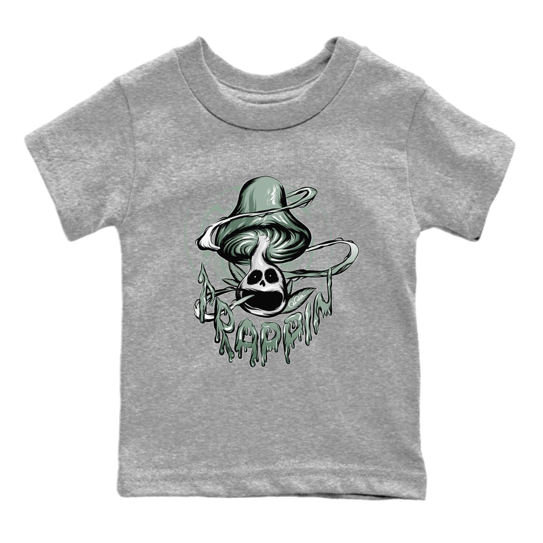 Dunk Mica Green Sneaker Match Tees Trippin Mushroom Sneaker Tees Dunk Low Mica Green Sneaker Release Tees Kids Shirts Heather Grey 2
