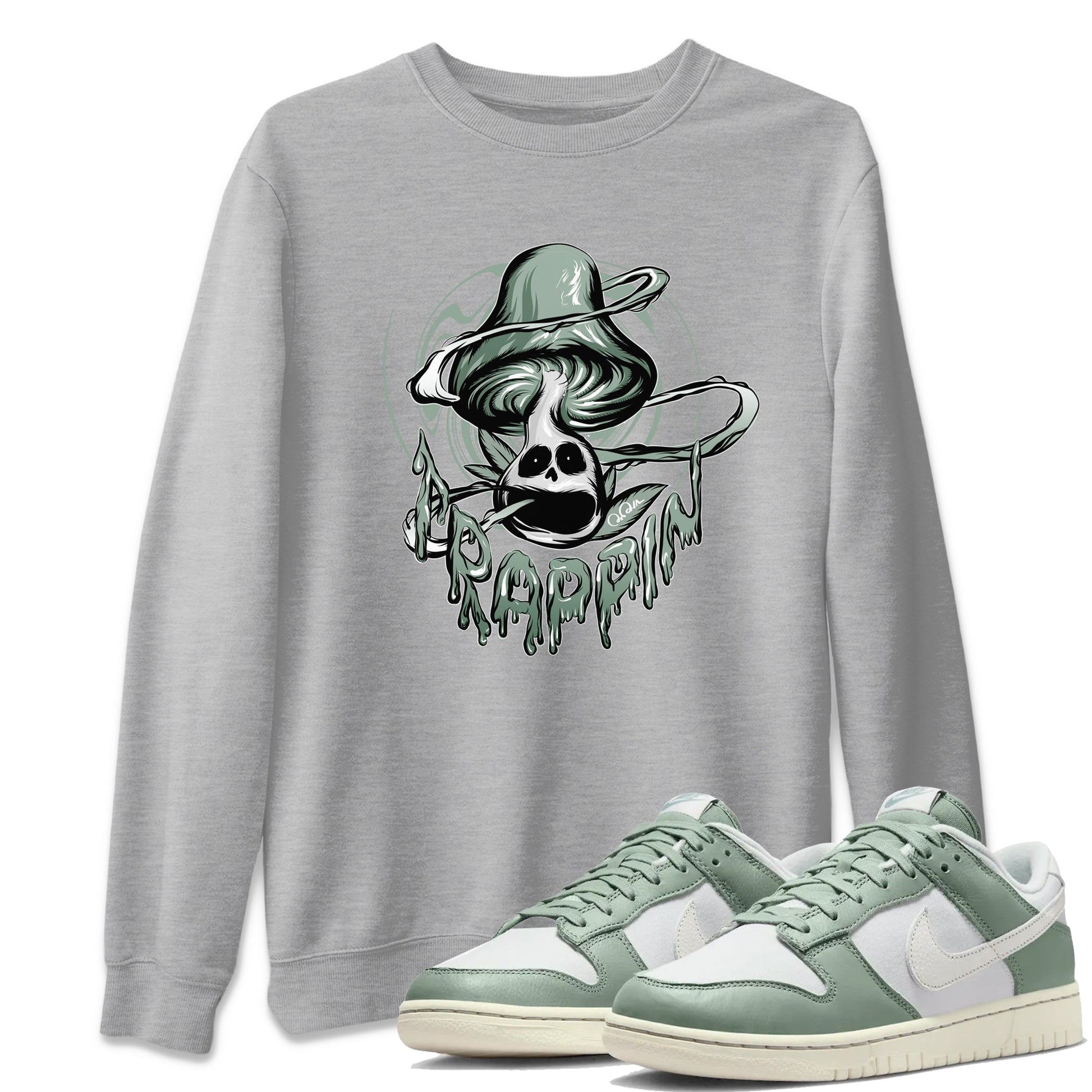 Dunk Mica Green Sneaker Match Tees Trippin Mushroom Sneaker Tees Dunk Low Mica Green Sneaker Release Tees Unisex Shirts Heather Grey 1