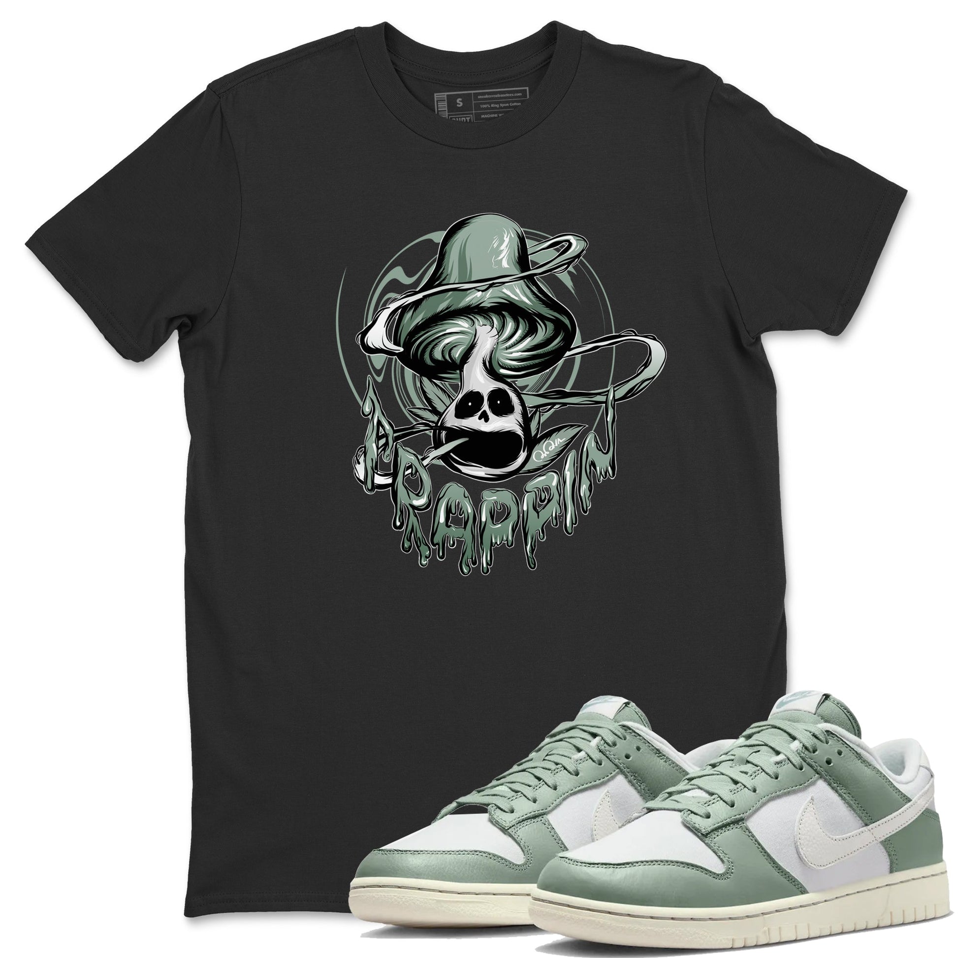 Dunk Mica Green Sneaker Match Tees Trippin Mushroom Sneaker Tees Dunk Low Mica Green Sneaker Release Tees Unisex Shirts Black 1