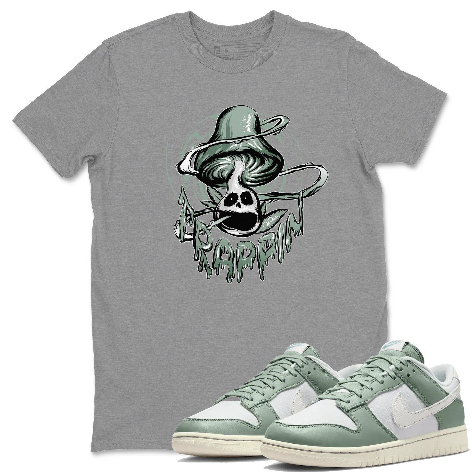 Dunk Mica Green Sneaker Match Tees Trippin Mushroom Sneaker Tees Dunk Low Mica Green Sneaker Release Tees Unisex Shirts Heather Grey 1