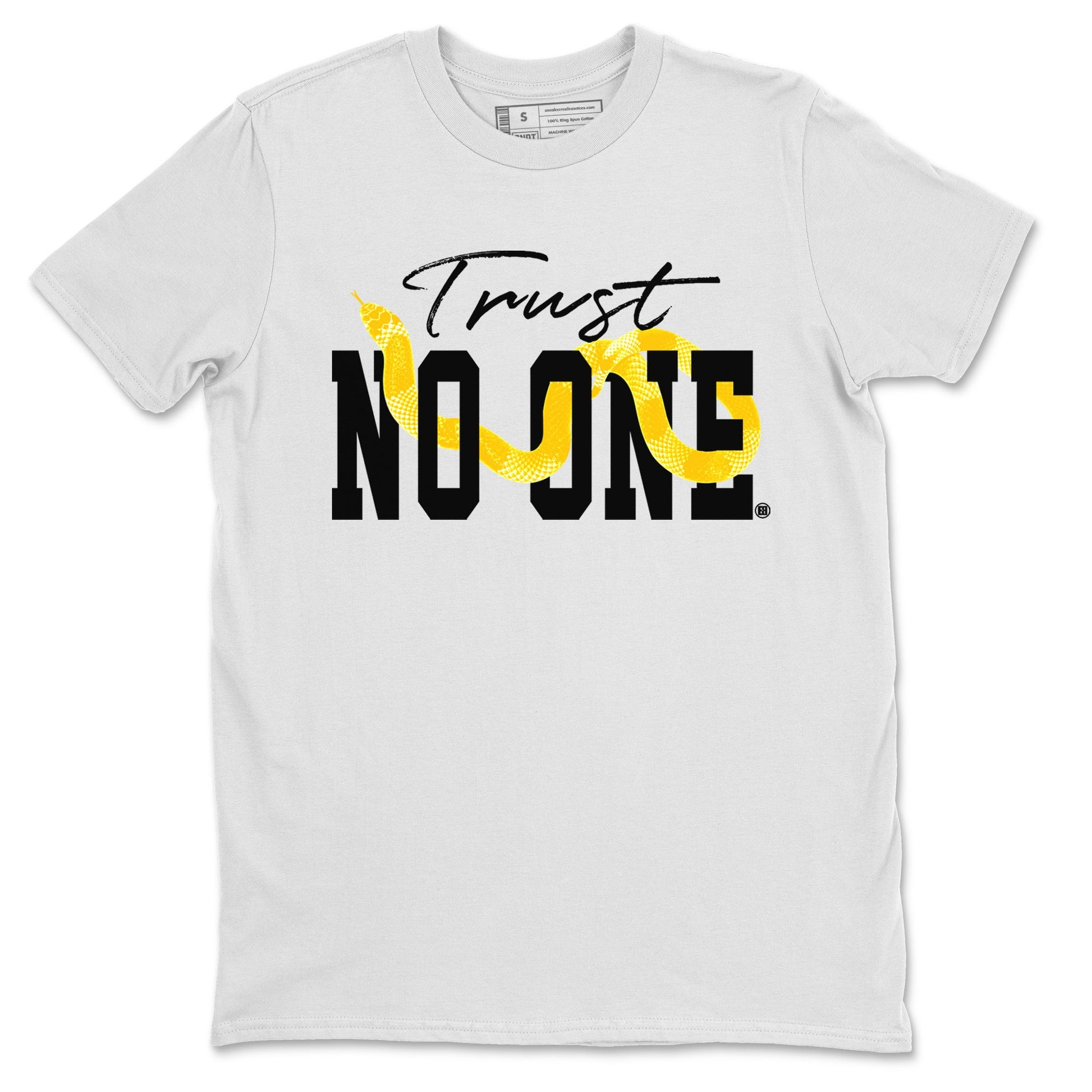 Air Jordan 11 Yellow Python Sneaker Match Tees Trust No One Sneaker Tees Air Jordan 11 Yellow Snakeskin Tee Unisex Shirts White 2