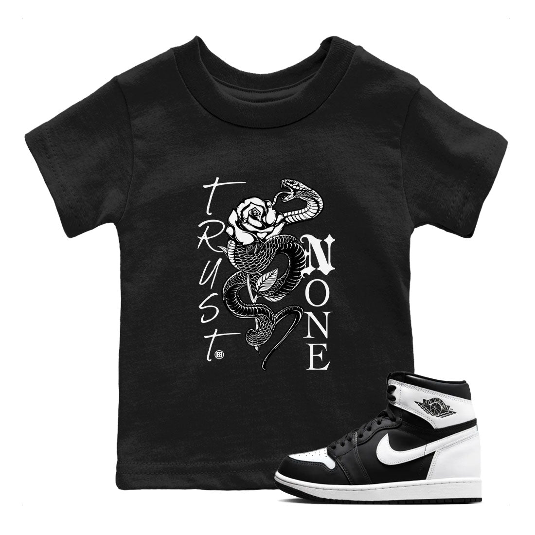1s Black White shirt to match jordans Trust None sneaker tees Air Jordan 1 Black White SNRT sneaker release tees baby toddler Black 1 cotton Shirt