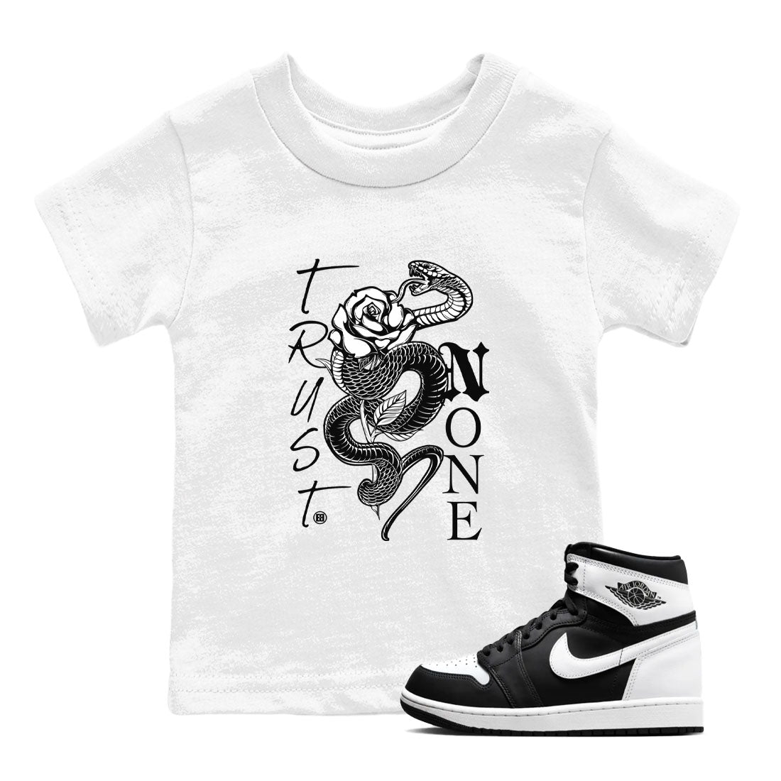 1s Black White shirt to match jordans Trust None sneaker tees Air Jordan 1 Black White SNRT sneaker release tees baby toddler White 1 cotton Shirt