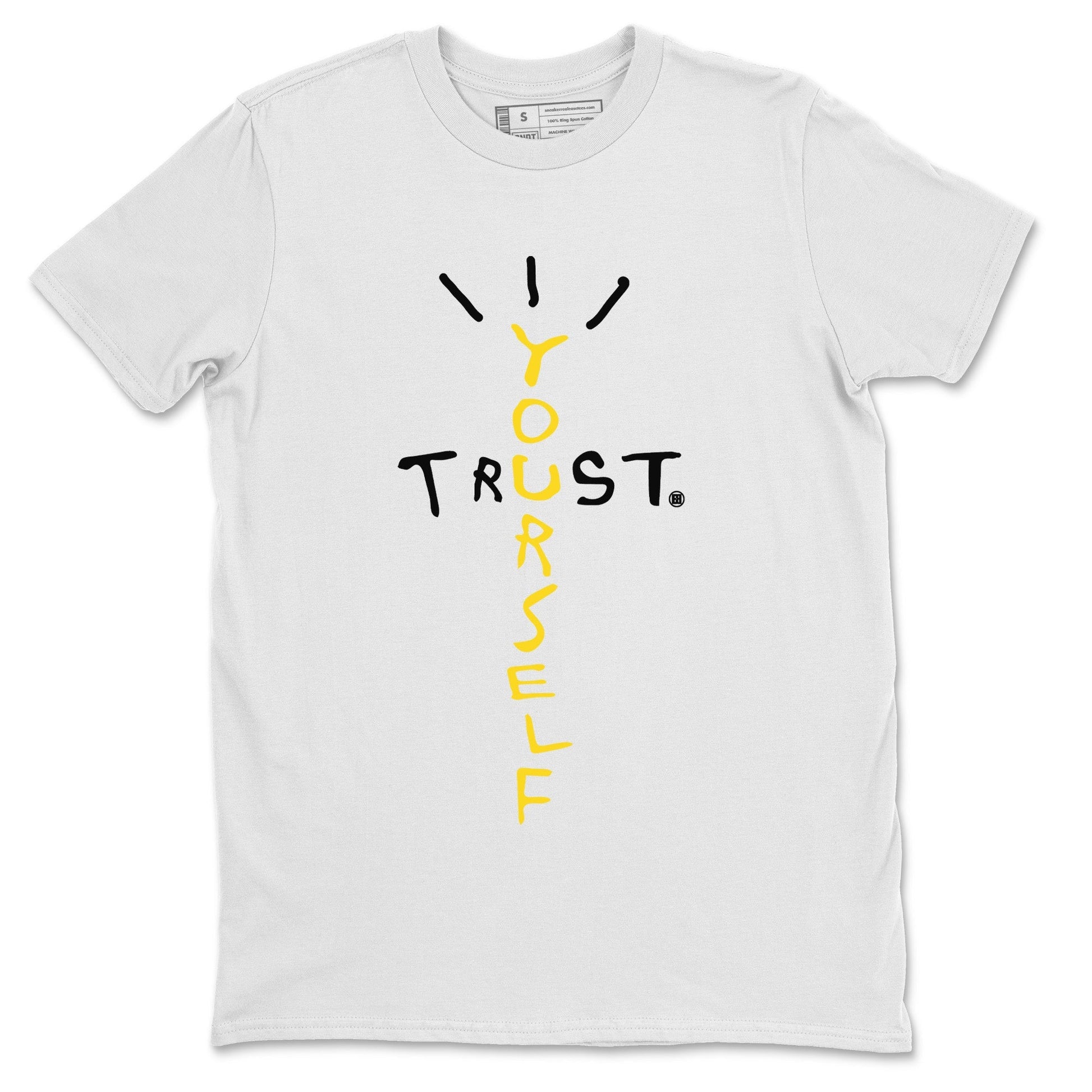Sneaker Match Tees Trust Yourself Sneaker Tees Air Jordan 4 Retro Thunder Sneaker Release Tees Unisex Shirts White 2