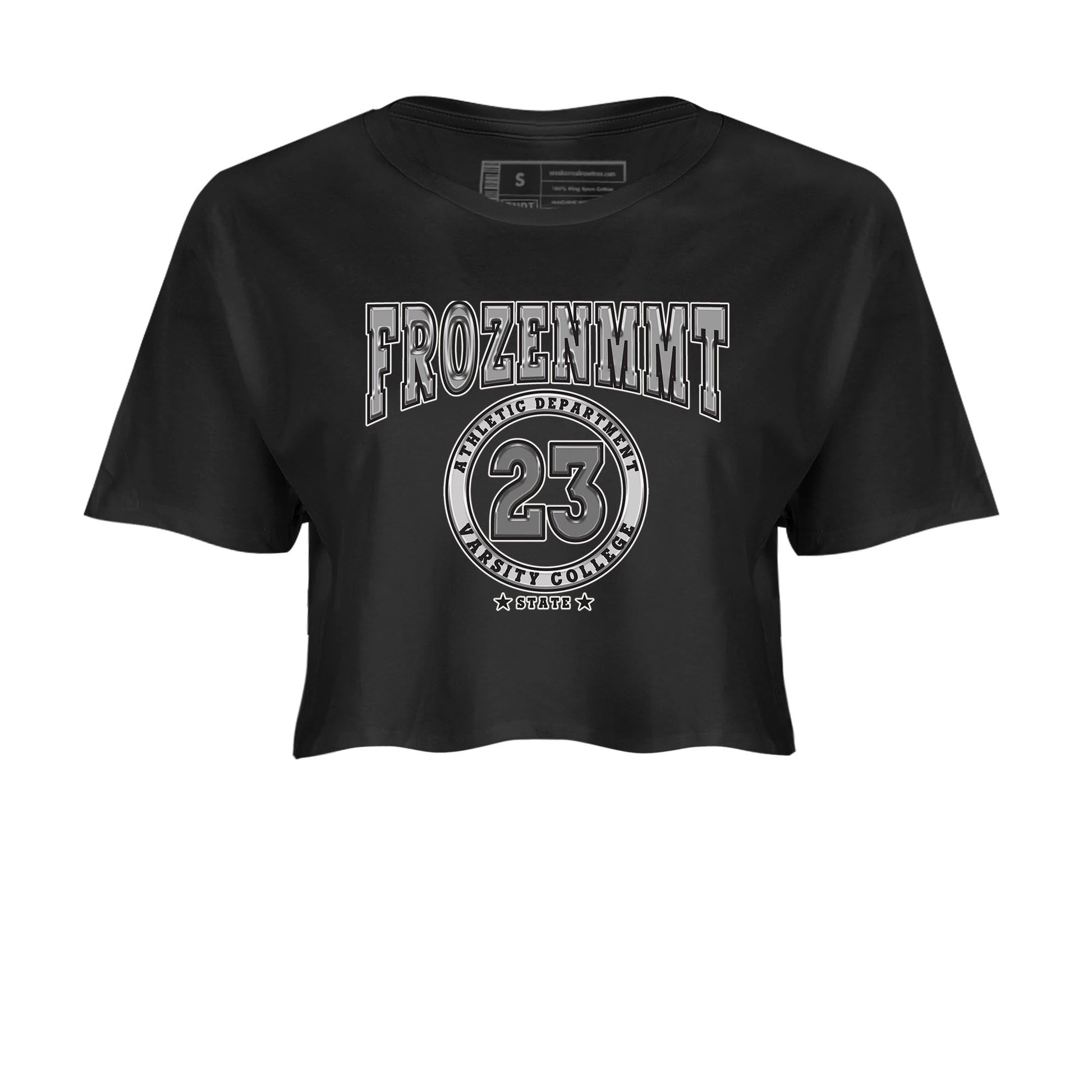 AJ4 Frozen Moments shirt to match jordans Varsity sneaker tees Crew Neck AJ4 Frozen Moments SNRT Sneaker Release Tees Black 2 Crop T-Shirt