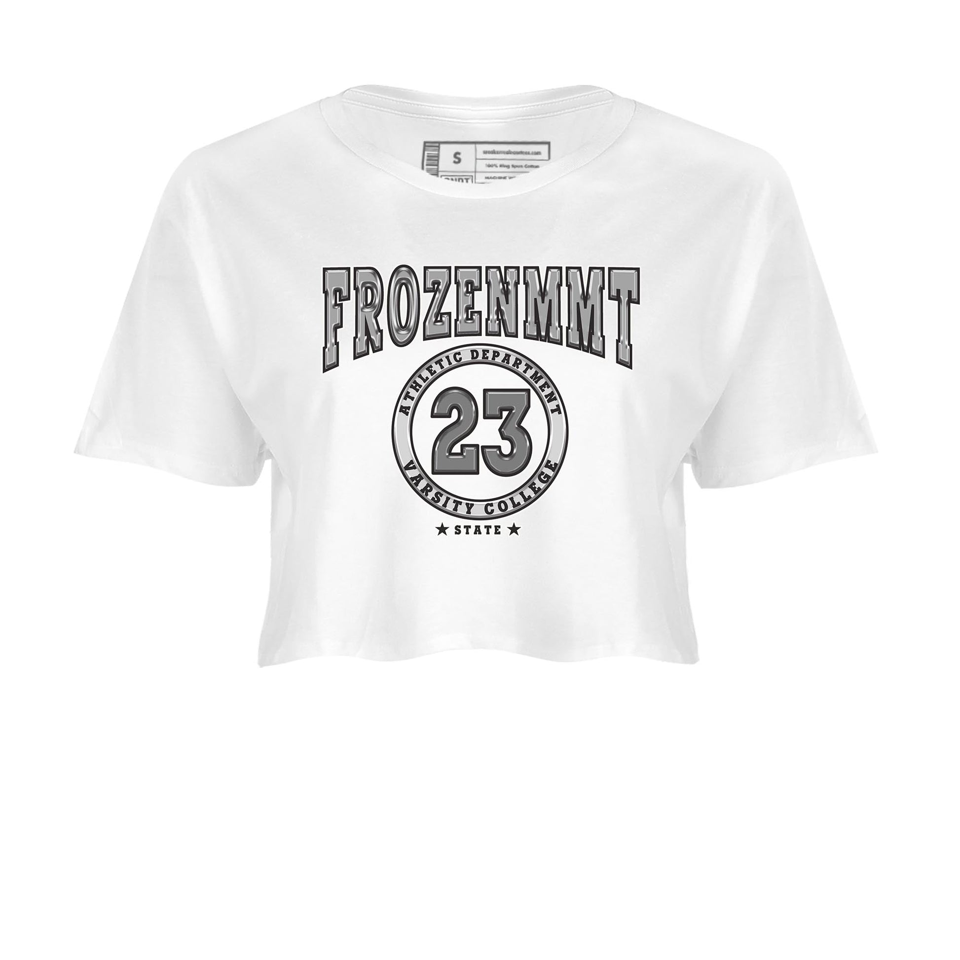AJ4 Frozen Moments shirt to match jordans Varsity sneaker tees Crew Neck AJ4 Frozen Moments SNRT Sneaker Release Tees White 2 Crop T-Shirt