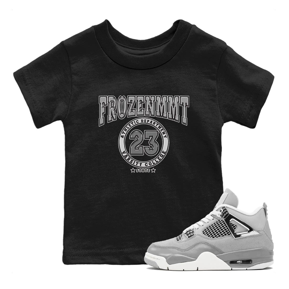AJ4 Frozen Moments shirt to match jordans Varsity sneaker tees Crew Neck AJ4 Frozen Moments SNRT Sneaker Release Tees Baby Toddler Black 1 T-Shirt