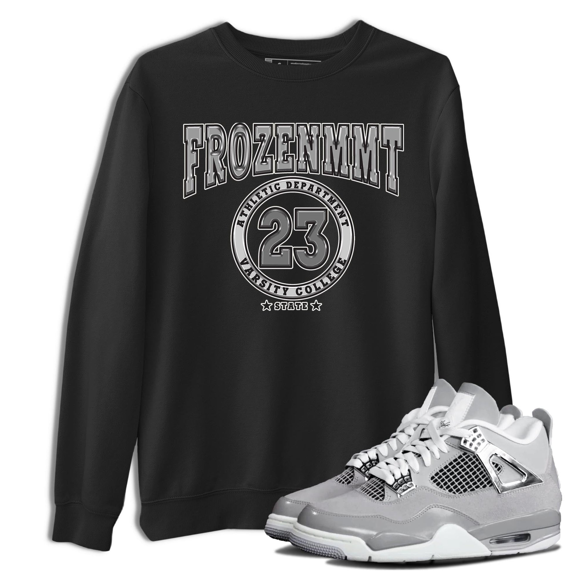 AJ4 Frozen Moments shirt to match jordans Varsity sneaker tees Crew Neck AJ4 Frozen Moments SNRT Sneaker Release Tees Unisex Casual Shirts Black 1 T-Shirt