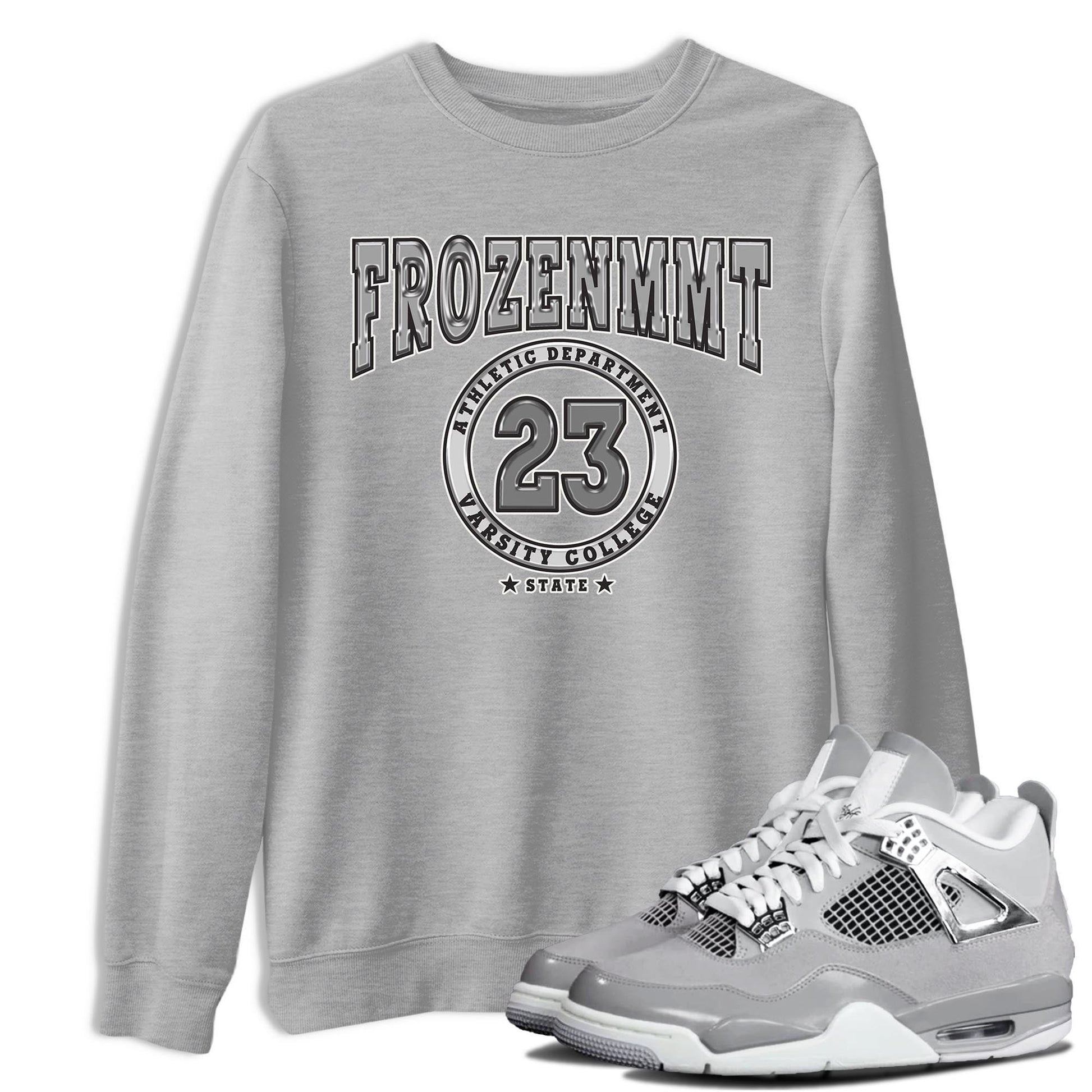 AJ4 Frozen Moments shirt to match jordans Varsity sneaker tees Crew Neck AJ4 Frozen Moments SNRT Sneaker Release Tees Unisex Casual Shirts Heather Grey 1 T-Shirt