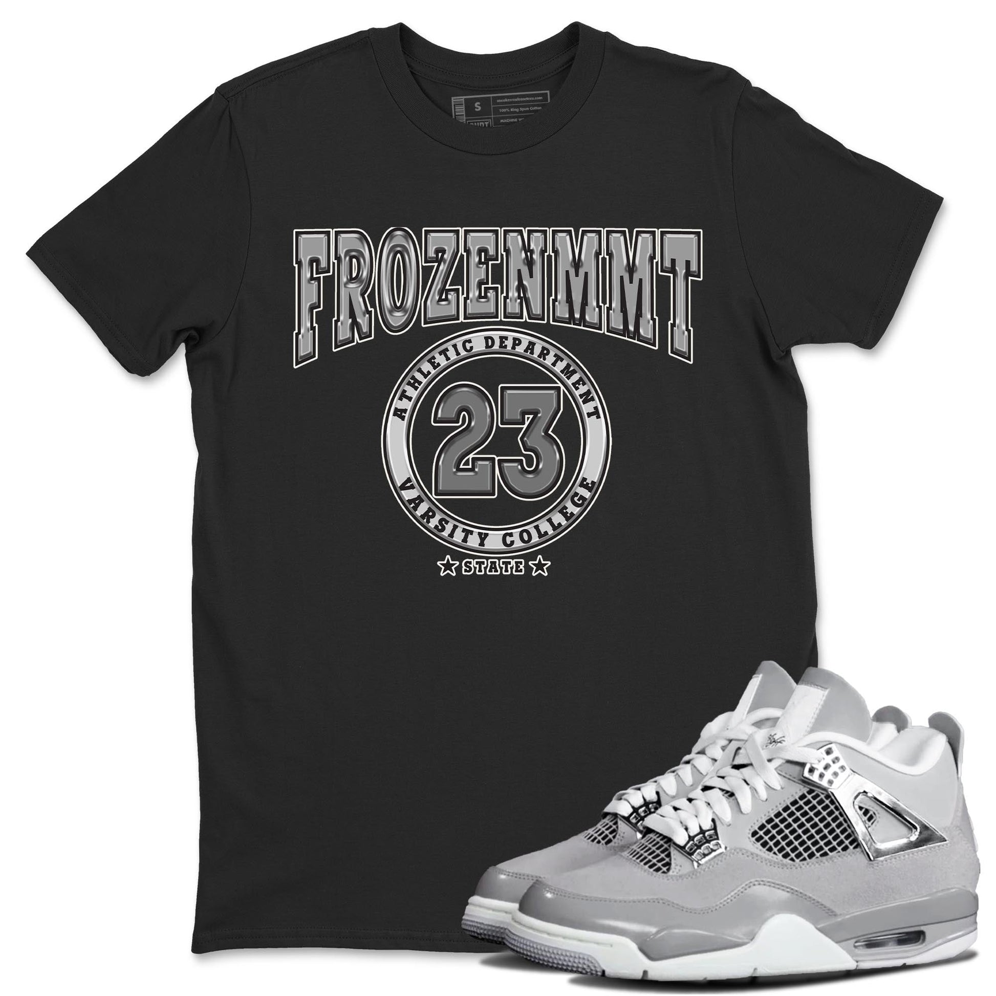 AJ4 Frozen Moments shirt to match jordans Varsity sneaker tees Crew Neck AJ4 Frozen Moments SNRT Sneaker Release Tees Unisex Casual Shirts Black 1 T-Shirt