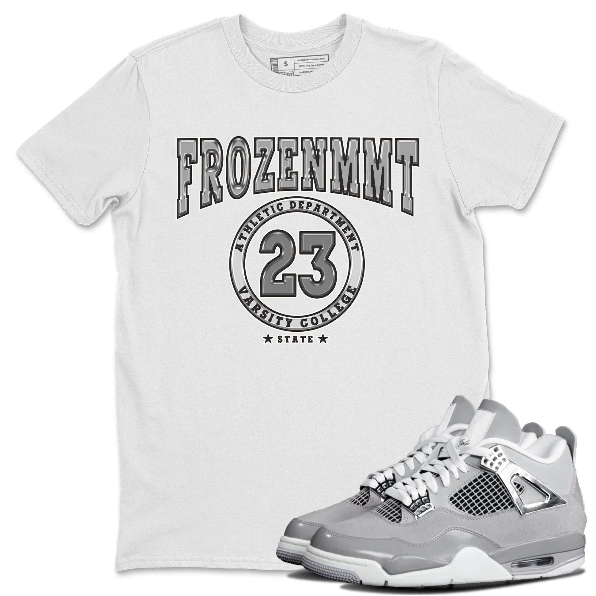 AJ4 Frozen Moments shirt to match jordans Varsity sneaker tees Crew Neck AJ4 Frozen Moments SNRT Sneaker Release Tees Unisex Casual Shirts White 1 T-Shirt