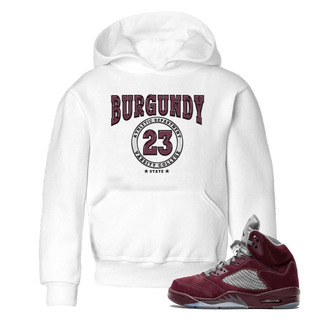 Jordan 5 Burgundy shirt to match jordans Varsity sneaker tees Crew Neck AJ5 Burgundy SNRT Sneaker Release Tees Baby Toddler White 1 T-Shirt