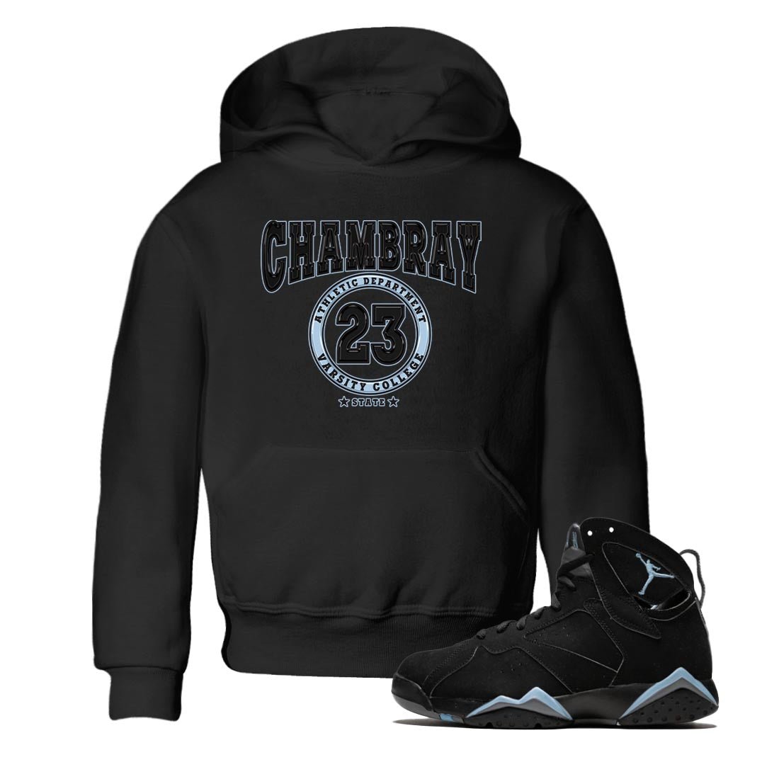 Air Jordan 7 Chambray shirt to match jordans Varsity sneaker tees AJ7 Chambray SNRT Sneaker Release Tees Baby Toddler Black 1 T-Shirt