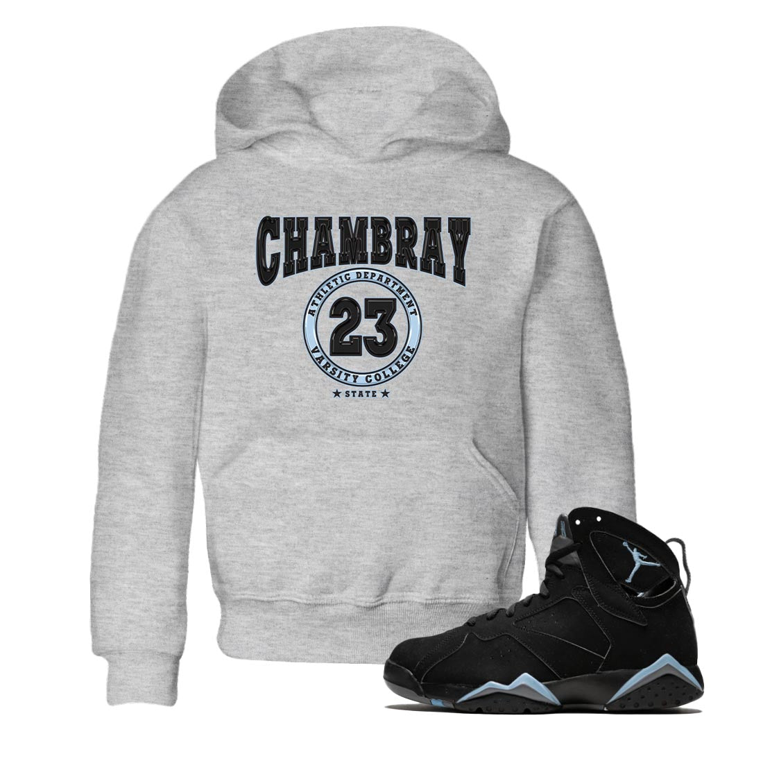 Air Jordan 7 Chambray shirt to match jordans Varsity sneaker tees AJ7 Chambray SNRT Sneaker Release Tees Baby Toddler Heather Grey 1 T-Shirt