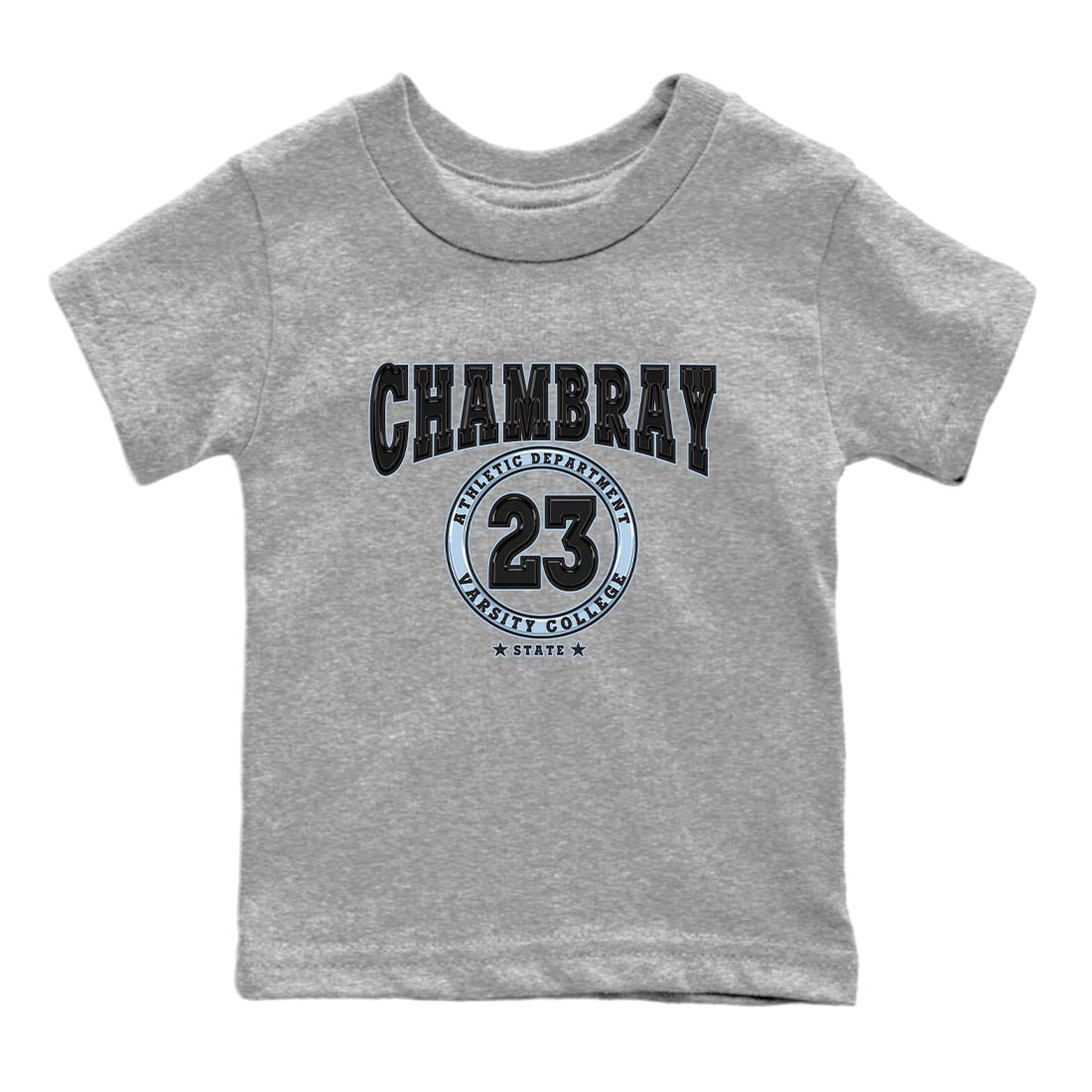 Air Jordan 7 Chambray shirt to match jordans Varsity sneaker tees AJ7 Chambray SNRT Sneaker Release Tees Baby Toddler Heather Grey 2 T-Shirt