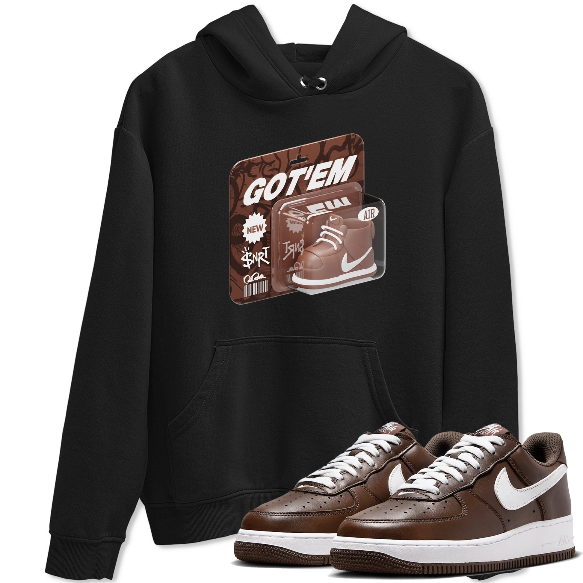 Air Force Low Chocolate shirt to match jordans Vintage Toy Packaging sneaker tees chocolate Nike Air Force Low Chocolate SNRT Sneaker Release Tees Unisex Black 1 T-Shirt
