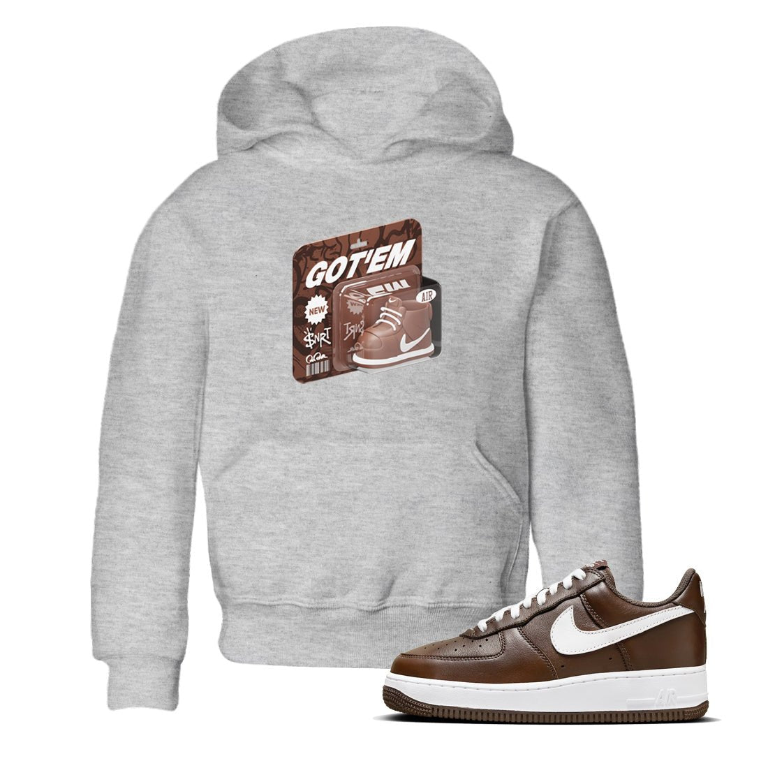 Air Force Low Chocolate shirt to match jordans Vintage Toy Packaging sneaker tees chocolate Nike Air Force Low Chocolate SNRT Sneaker Release Tees Baby Toddler Heather Grey 1 T-Shirt