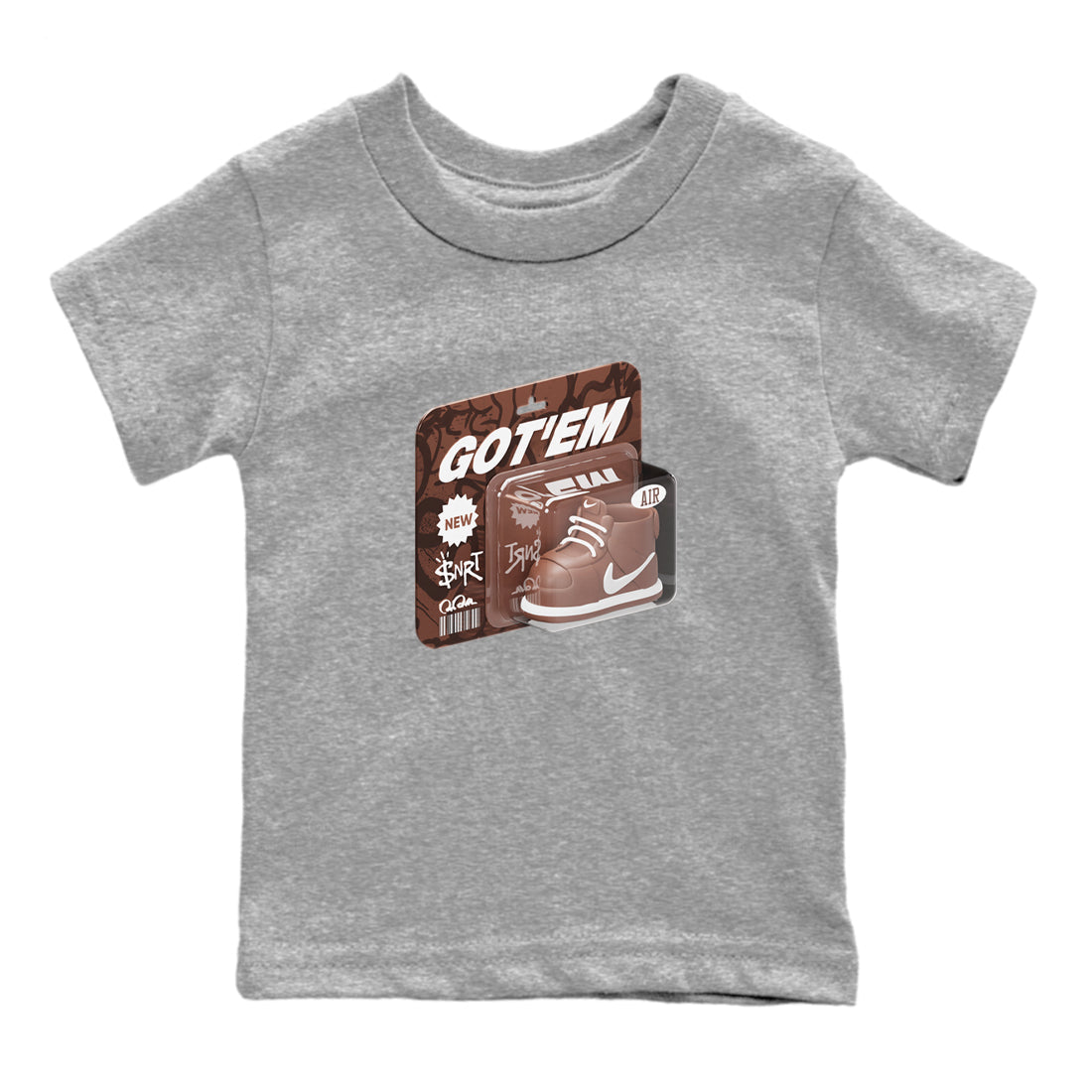 Air Force Low Chocolate shirt to match jordans Vintage Toy Packaging sneaker tees chocolate Nike Air Force Low Chocolate SNRT Sneaker Release Tees Baby Toddler Heather Grey 2 T-Shirt