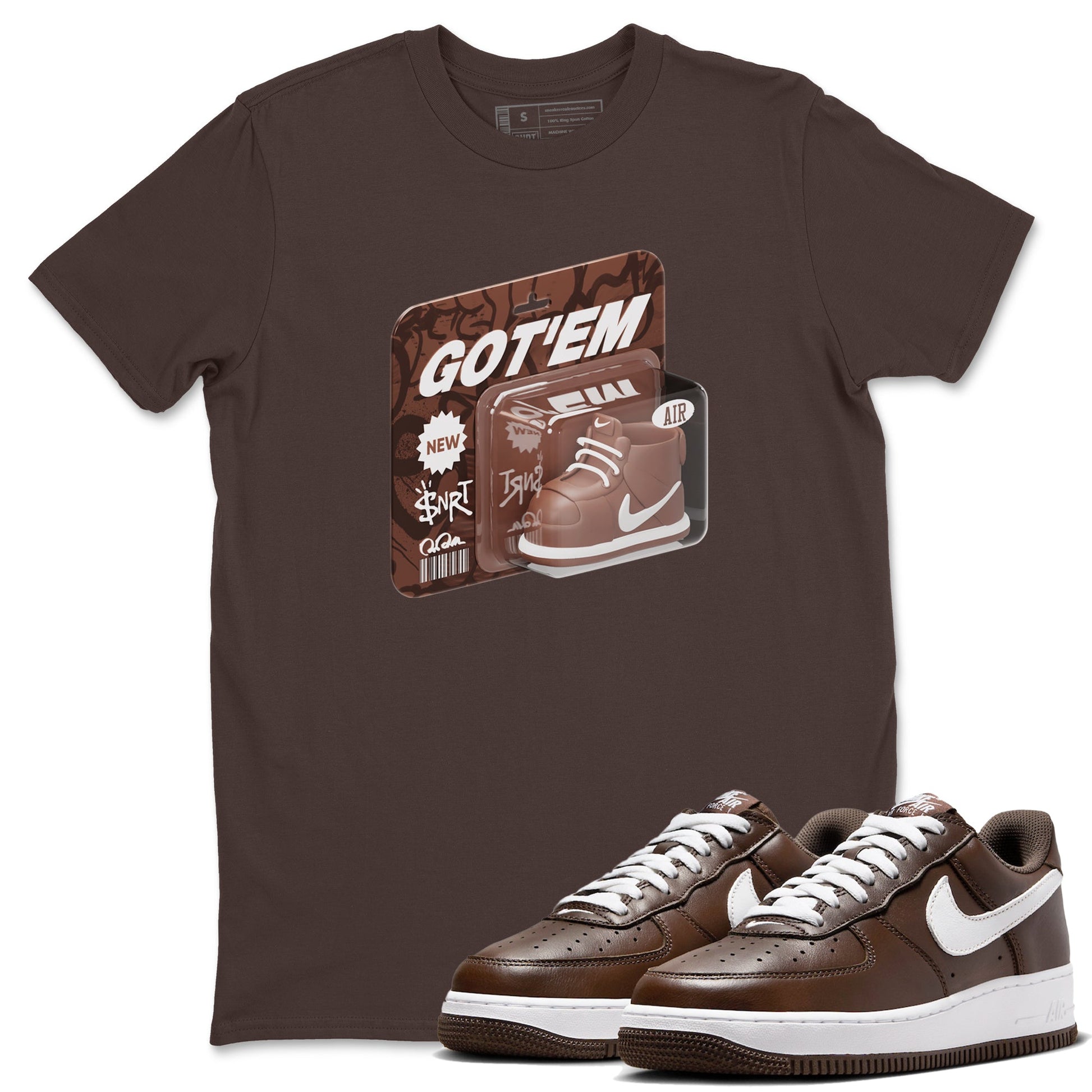 Air Force Low Chocolate shirt to match jordans Vintage Toy Packaging sneaker tees chocolate Nike Air Force Low Chocolate SNRT Sneaker Release Tees Unisex Dark Chocolate 1 T-Shirt