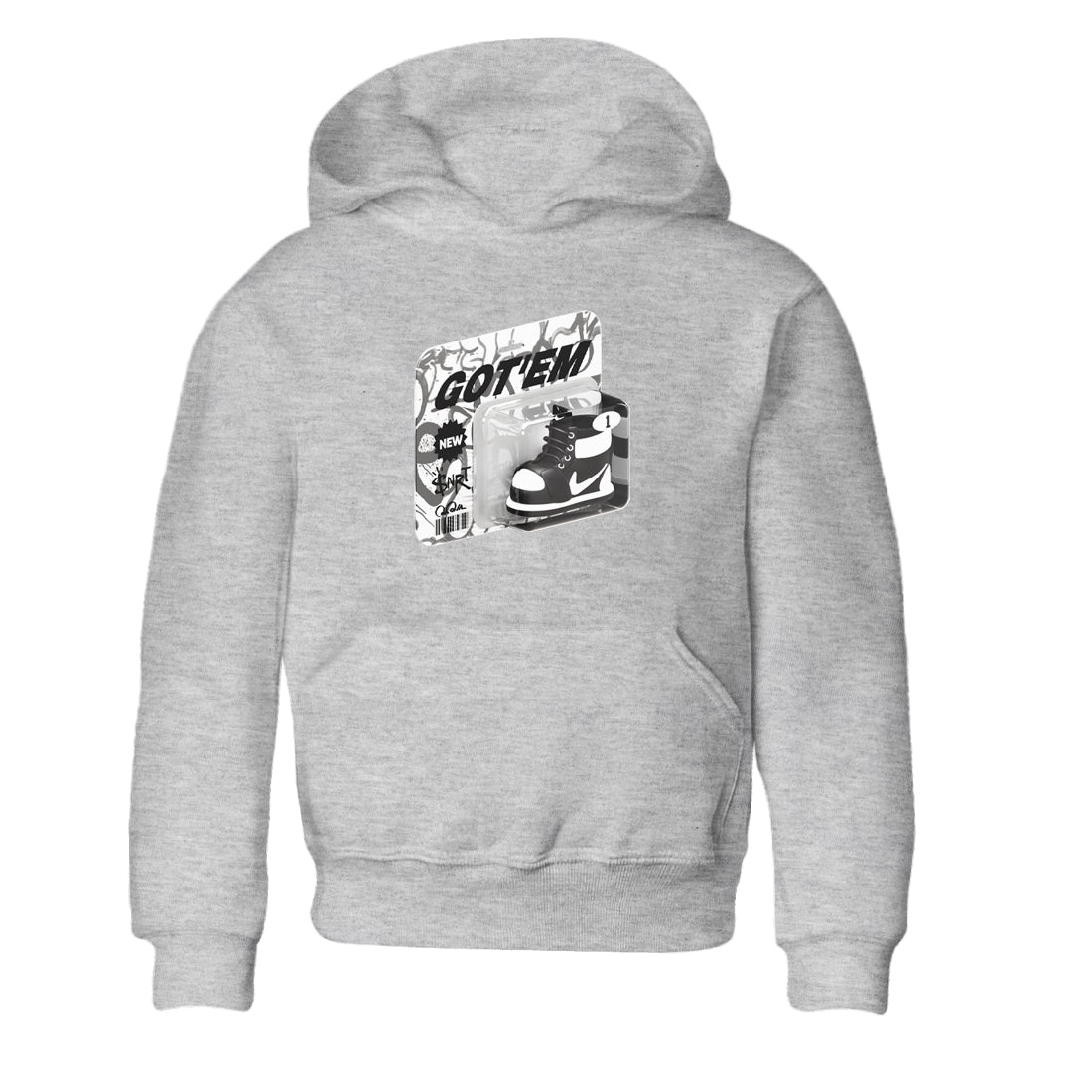 1s Black White shirt to match jordans Vintage Toy Packaging sneaker tees Air Jordan 1 High OG Black White SNRT sneaker release tees baby toddler Heather Grey 2 cotton Shirt