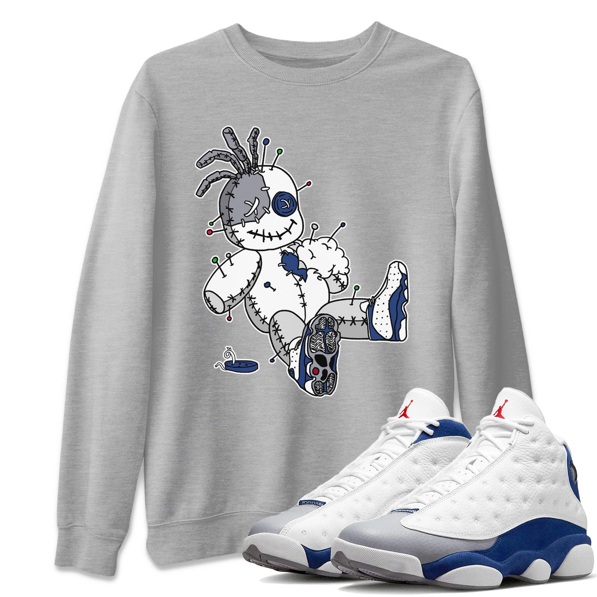 Jordan 13 French Blue unique Halloween sneaker tee Voodoo Doll Sneaker Tees Jordan 13 French Blue Sneaker Release Tees Unisex Shirts
