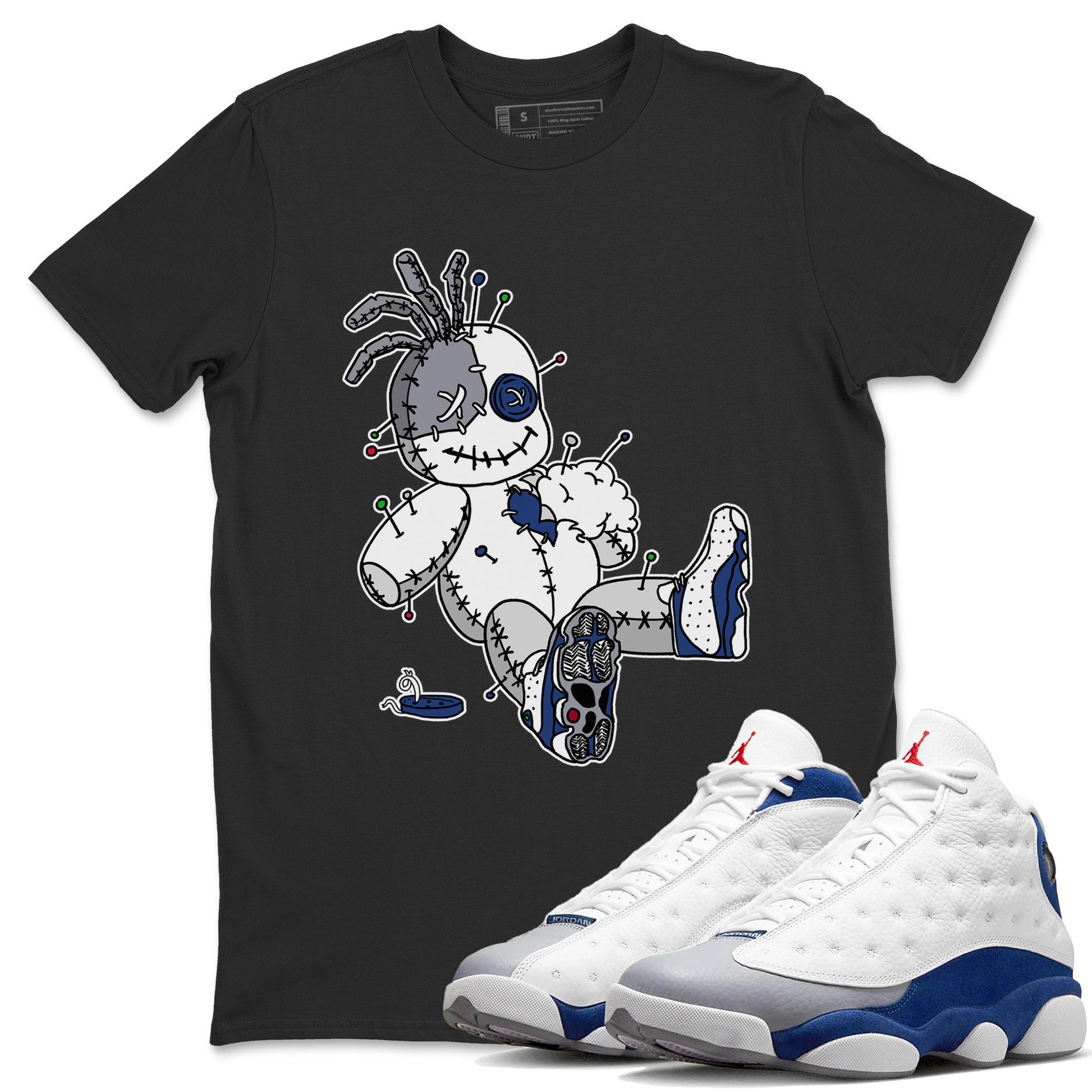 Jordan 13 French Blue unique Halloween sneaker tee Voodoo Doll Sneaker Tees Jordan 13 French Blue Sneaker Release Tees Unisex Shirts