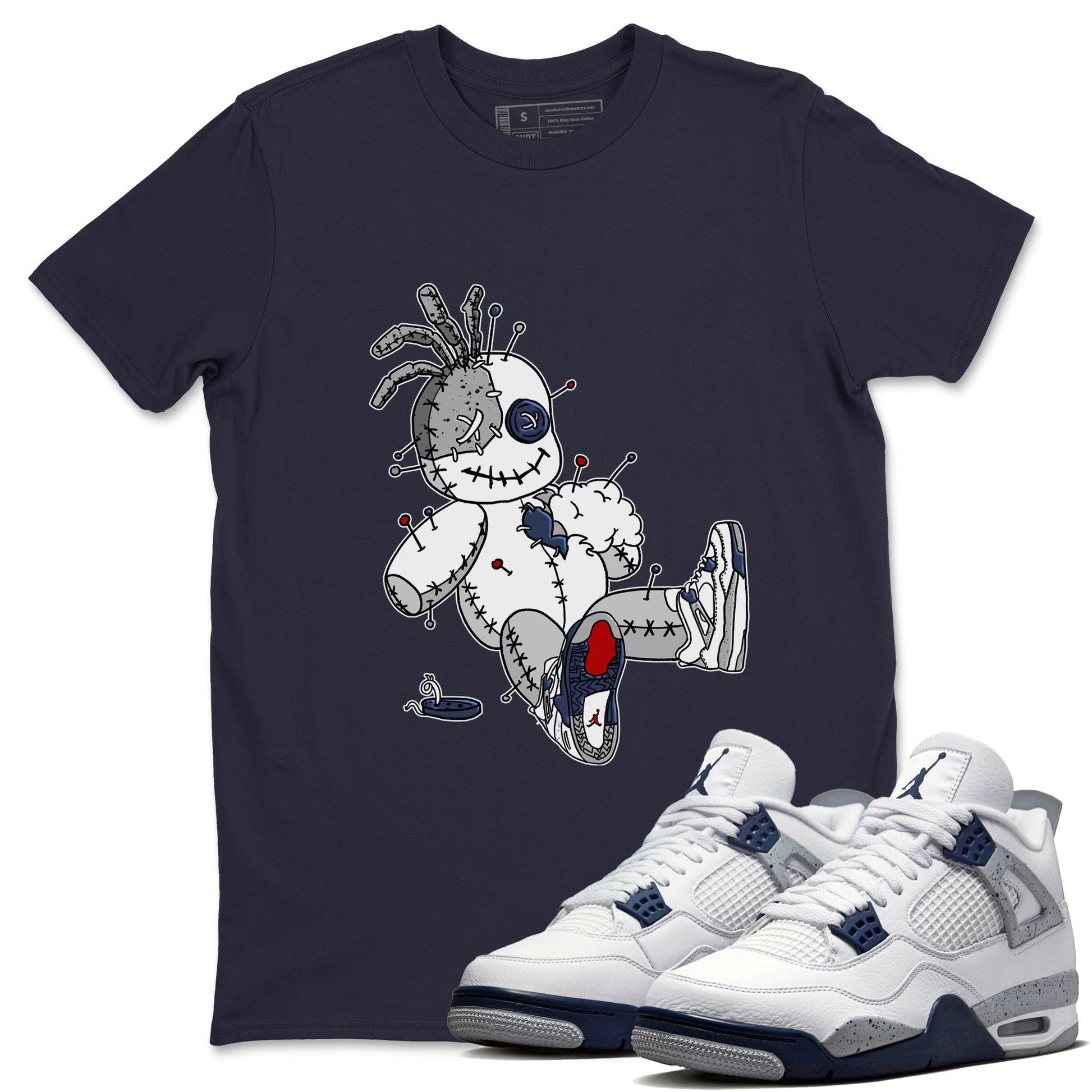 Jordan 4 Midnight Navy unique Halloween sneaker tee Voodoo Doll Sneaker Tees Jordan 4 Midnight Navy Sneaker Release Tees Unisex Shirts