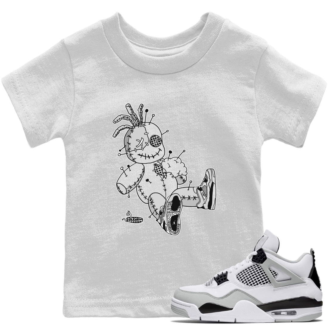 Jordan 4 Military Black unique Halloween sneaker tee Voodoo Doll Sneaker Tees Jordan 4 Military Black Sneaker Release Tees Kids Shirts