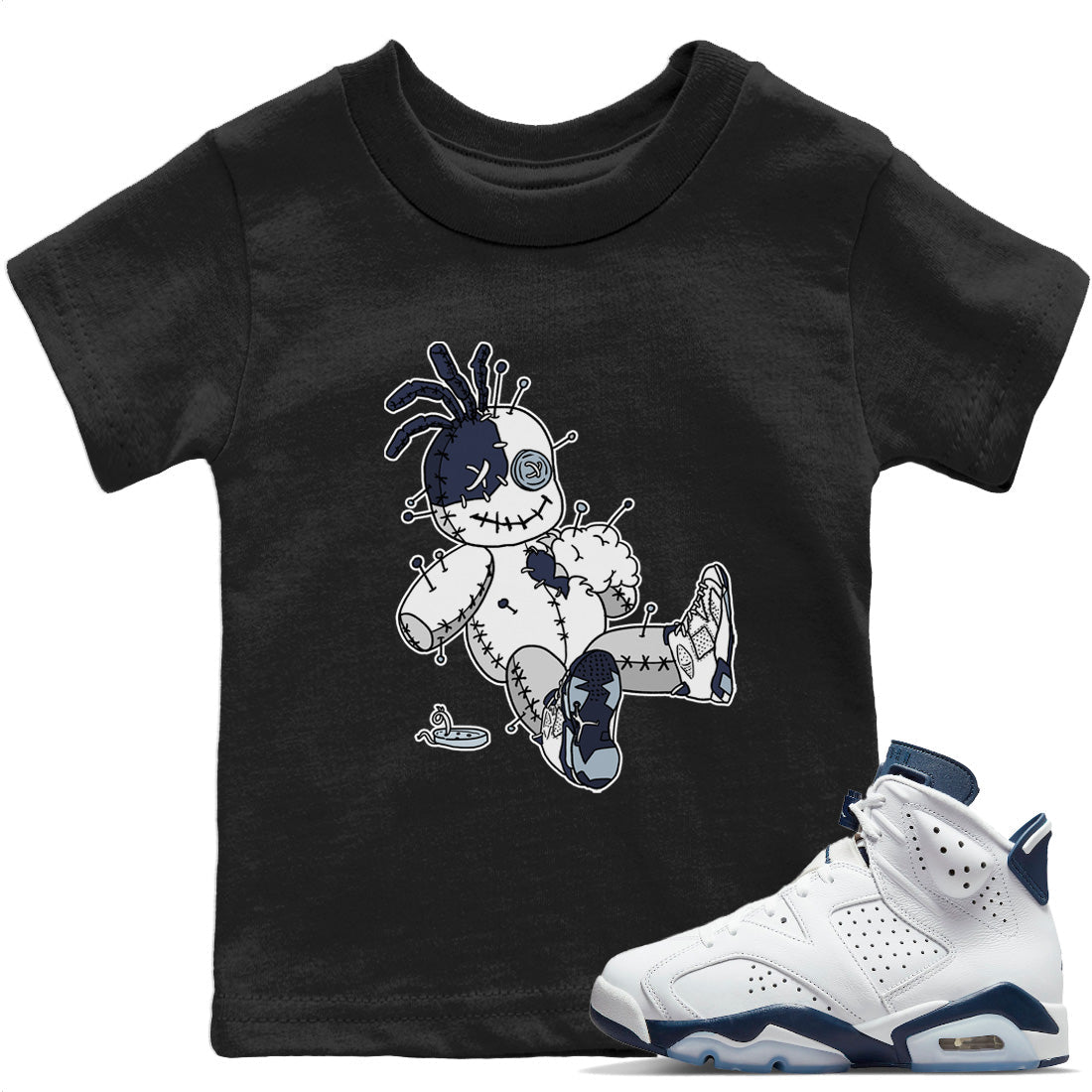 Jordan 6 Midnight Navy unique Halloween sneaker tee Voodoo Doll Sneaker Tees Jordan 6 Midnight Navy Sneaker Release Tees Kids Shirts