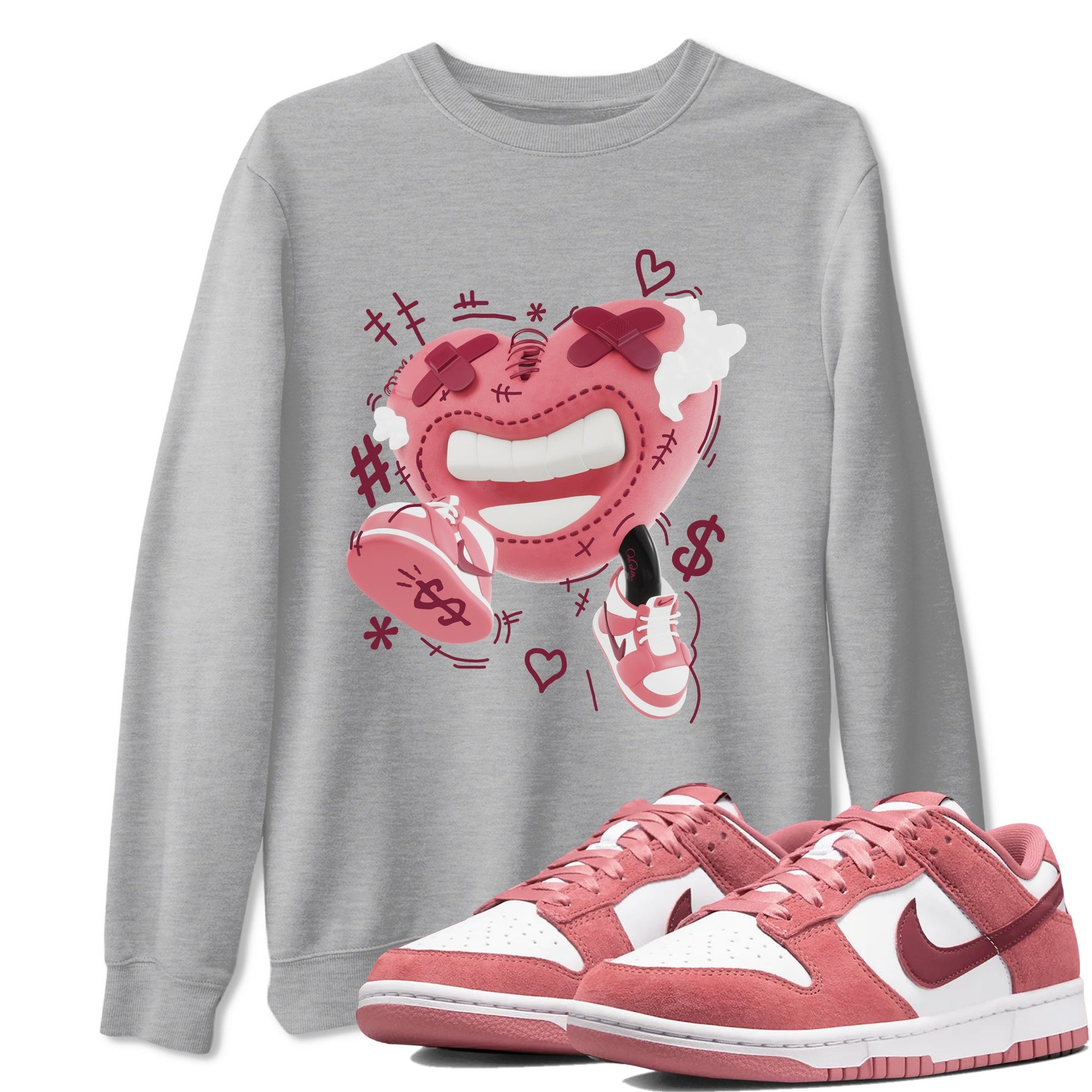 Dunk Valentines Day 2024 shirt to match jordans Walk In Love sneaker tees Dunk Happy Valentines Day 2024 SNRT Sneaker Release Tees Unisex Heather Grey 1 T-Shirt