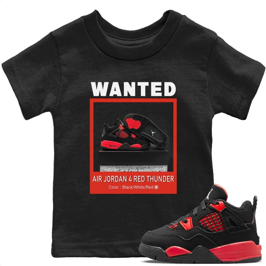 Jordan 4 Red Thunder Sneaker Match Tees Wanted Sneaker Tees Jordan 4 Red Thunder Sneaker Release Tees Kids Shirts