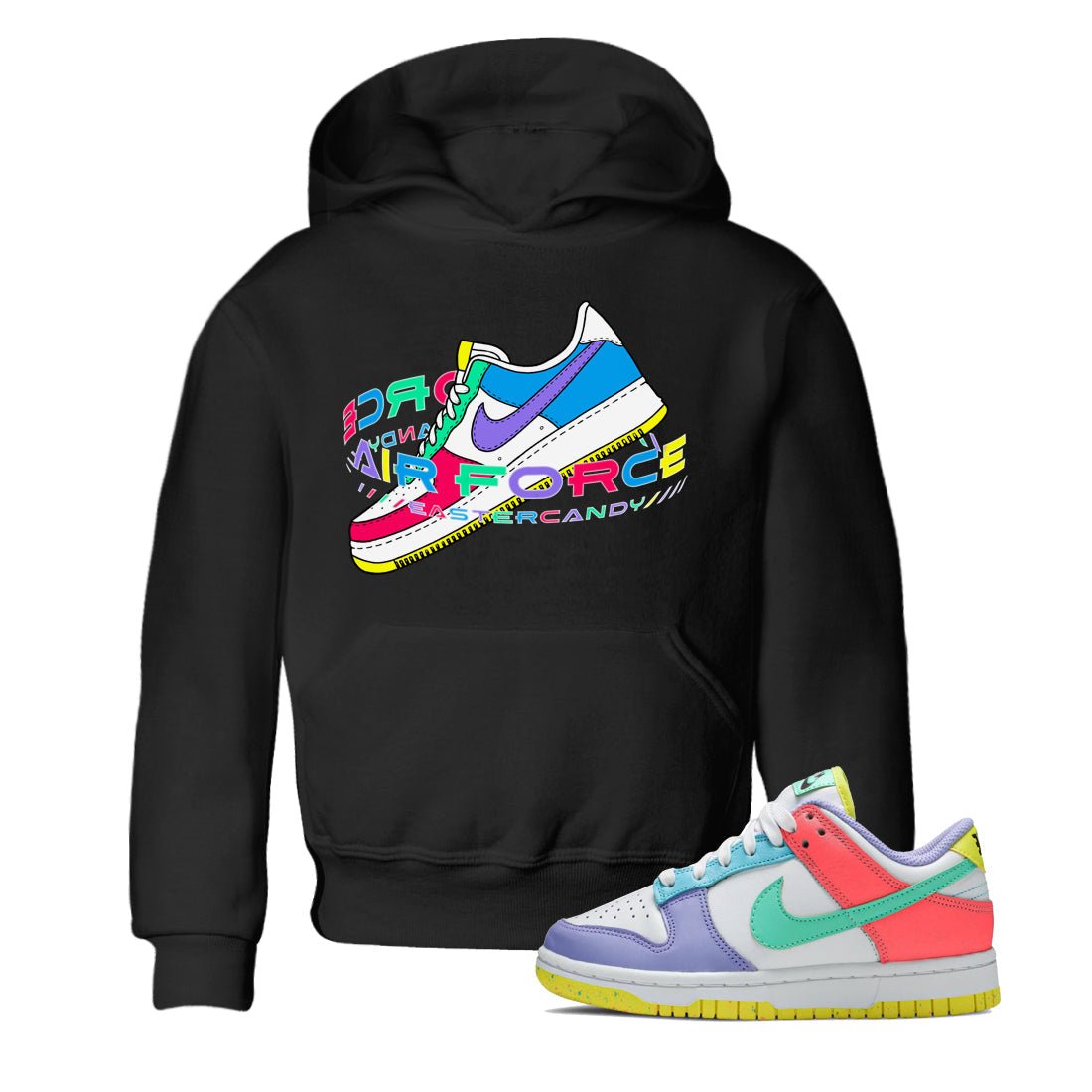 Dunk Easter Candy Sneaker Match Tees Warping Space Sneaker Tees Nike Easter Sneaker Release Tees Kids Shirts Black 1