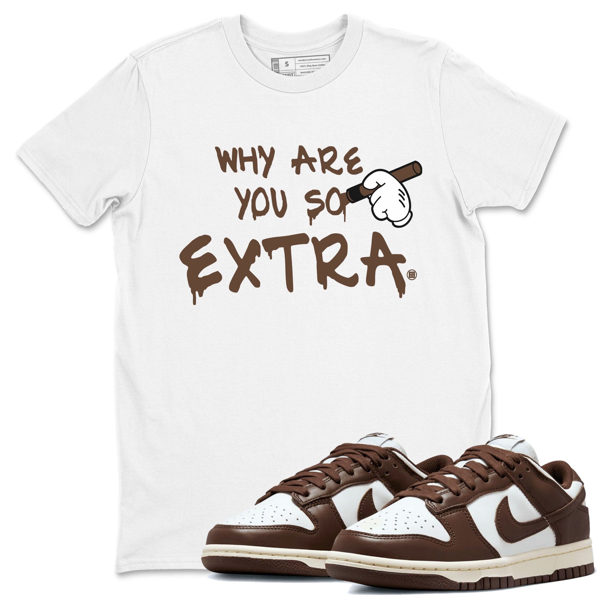 Dunk Low WMNS Cacao Wow sneaker shirt to match jordans Why Are You So Extra sneaker tees Dunk Cacao Wow SNRT Sneaker Tees Crew Neck Unisex Cotton Sneaker T-Shirt White 1 T-Shirt