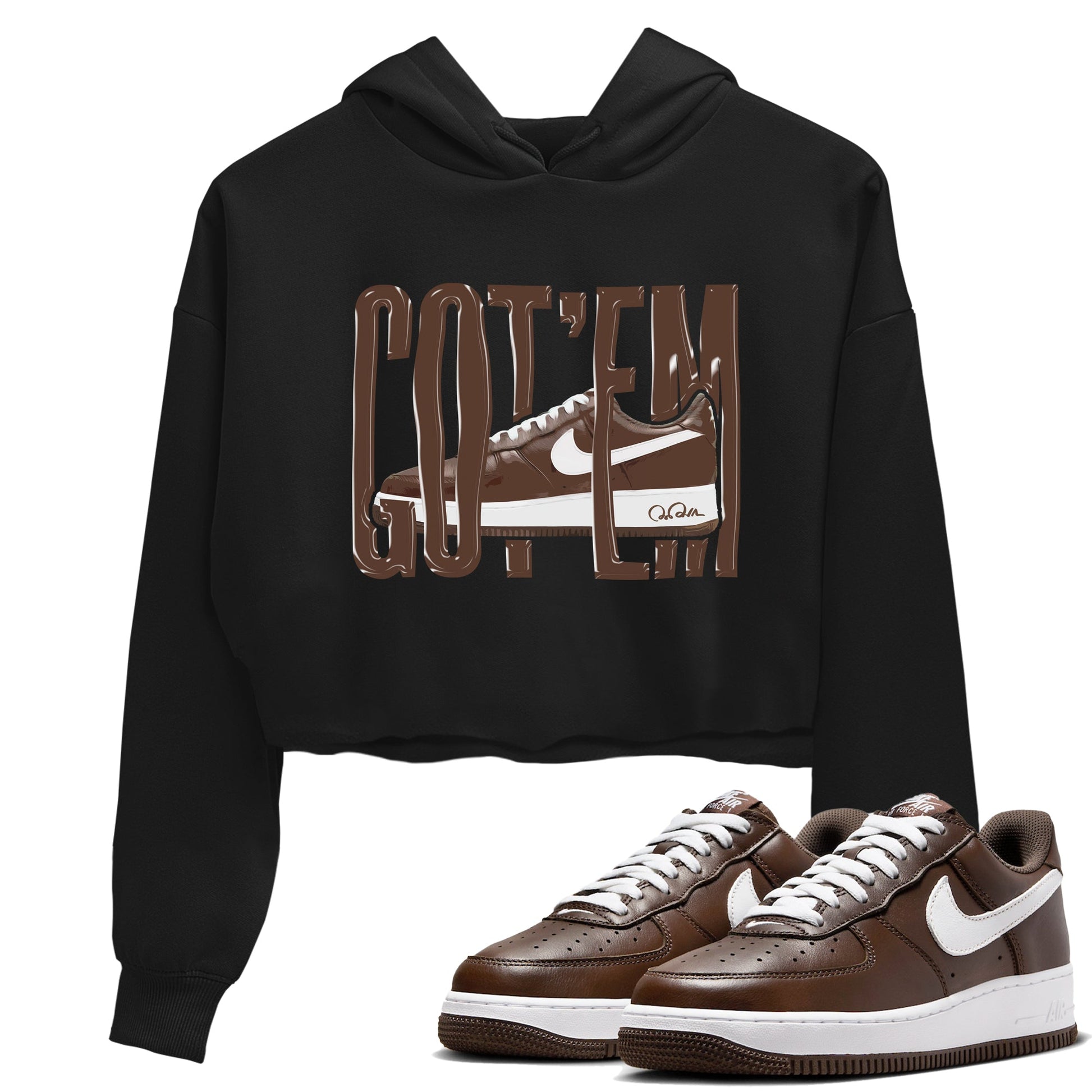 Air Force Low Chocolate shirt to match jordans Wiggling Gotem sneaker tees chocolate Nike Air Force Low Chocolate SNRT Sneaker Release Tees Black 1 Crop T-Shirt