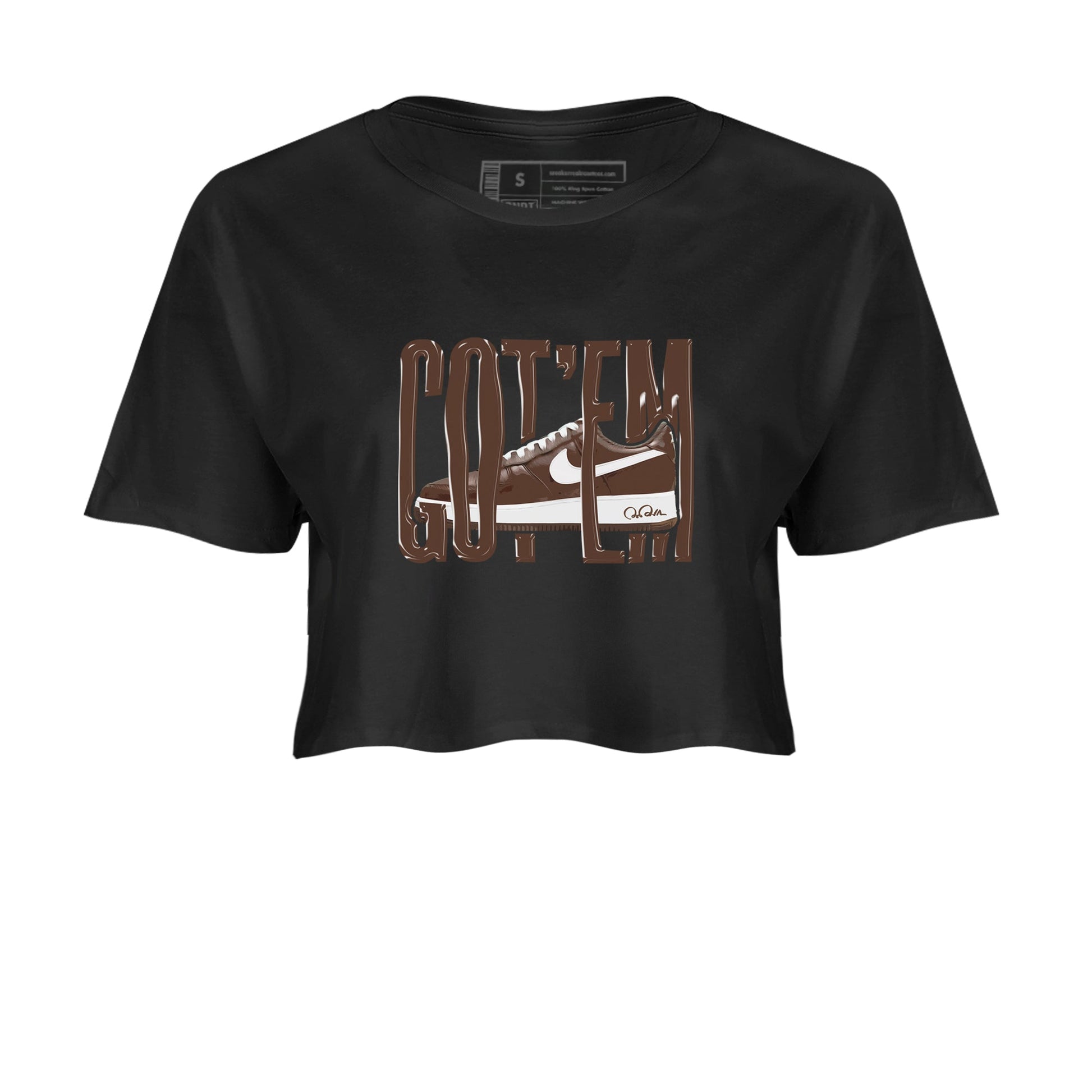 Air Force Low Chocolate shirt to match jordans Wiggling Gotem sneaker tees chocolate Nike Air Force Low Chocolate SNRT Sneaker Release Tees Black 2 Crop T-Shirt