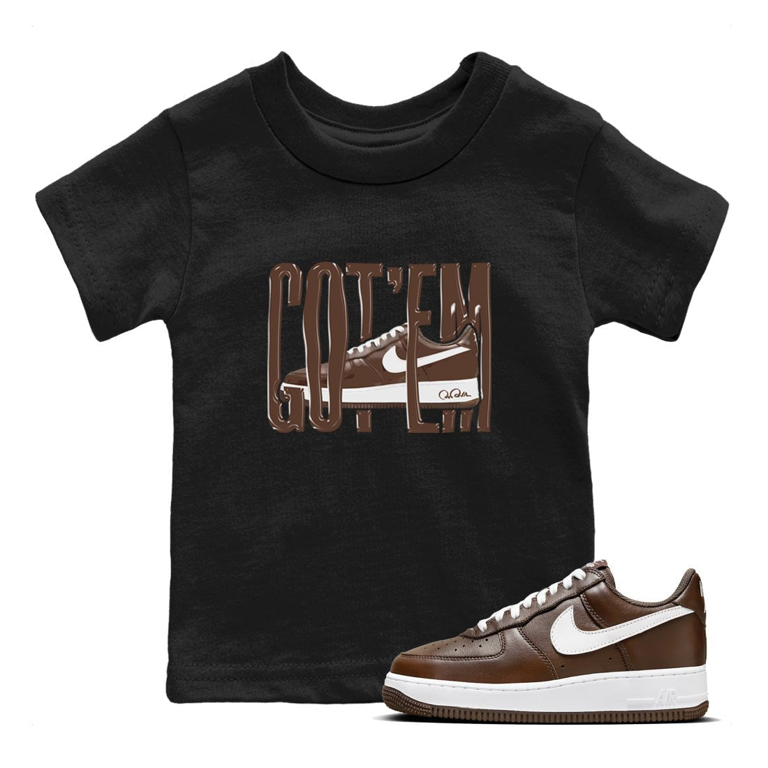 Air Force Low Chocolate shirt to match jordans Wiggling Gotem sneaker tees chocolate Nike Air Force Low Chocolate SNRT Sneaker Release Tees Baby Toddler Black 1 T-Shirt