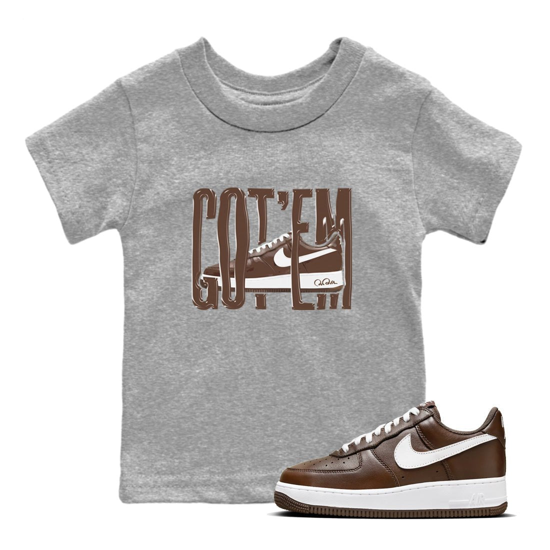 Air Force Low Chocolate shirt to match jordans Wiggling Gotem sneaker tees chocolate Nike Air Force Low Chocolate SNRT Sneaker Release Tees Baby Toddler Heather Grey 1 T-Shirt
