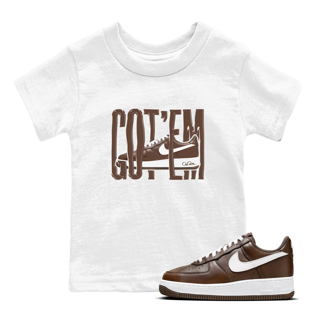 Air Force Low Chocolate shirt to match jordans Wiggling Gotem sneaker tees chocolate Nike Air Force Low Chocolate SNRT Sneaker Release Tees Baby Toddler White 1 T-Shirt