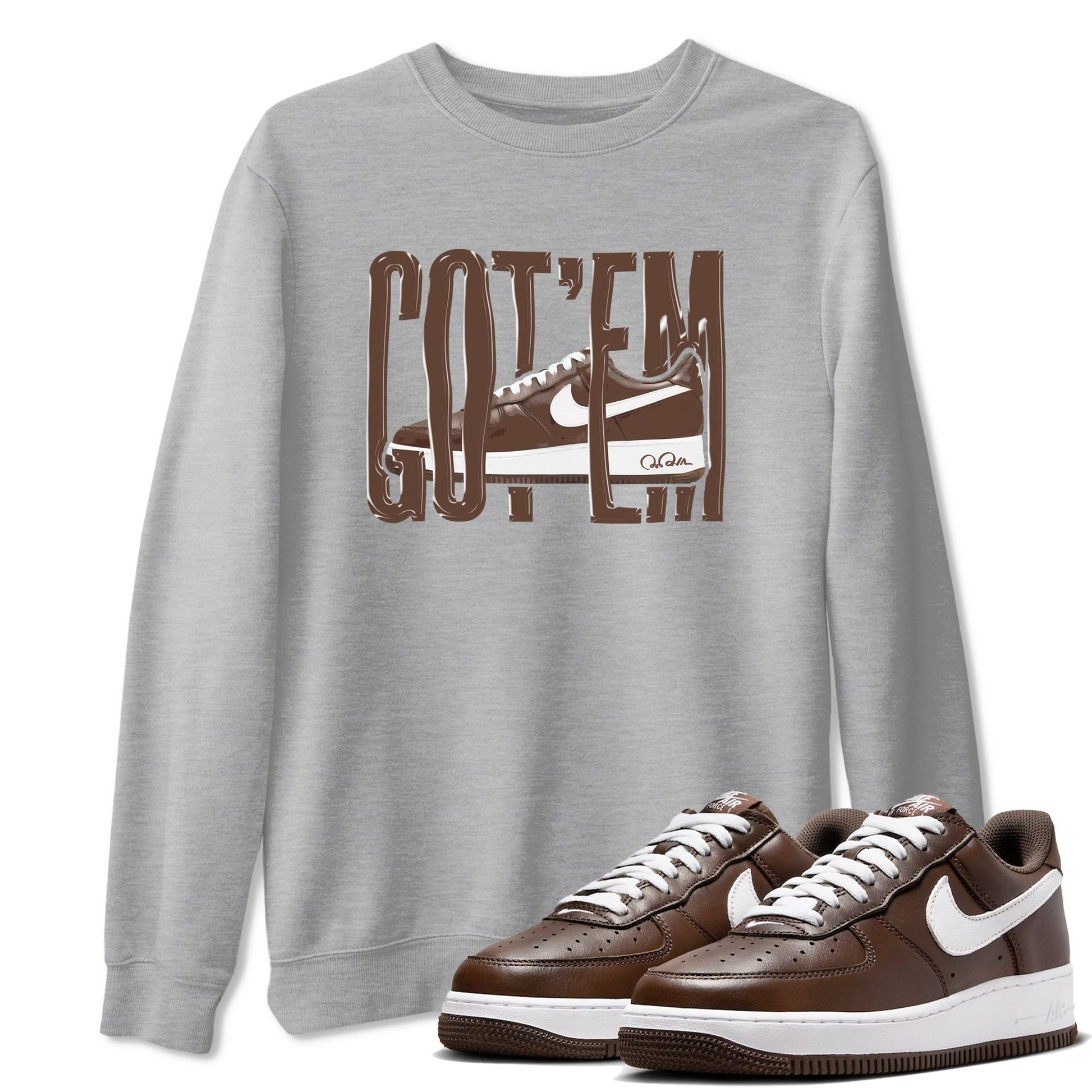 Air Force Low Chocolate shirt to match jordans Wiggling Gotem sneaker tees chocolate Nike Air Force Low Chocolate SNRT Sneaker Release Tees Unisex Heather Grey 1 T-Shirt
