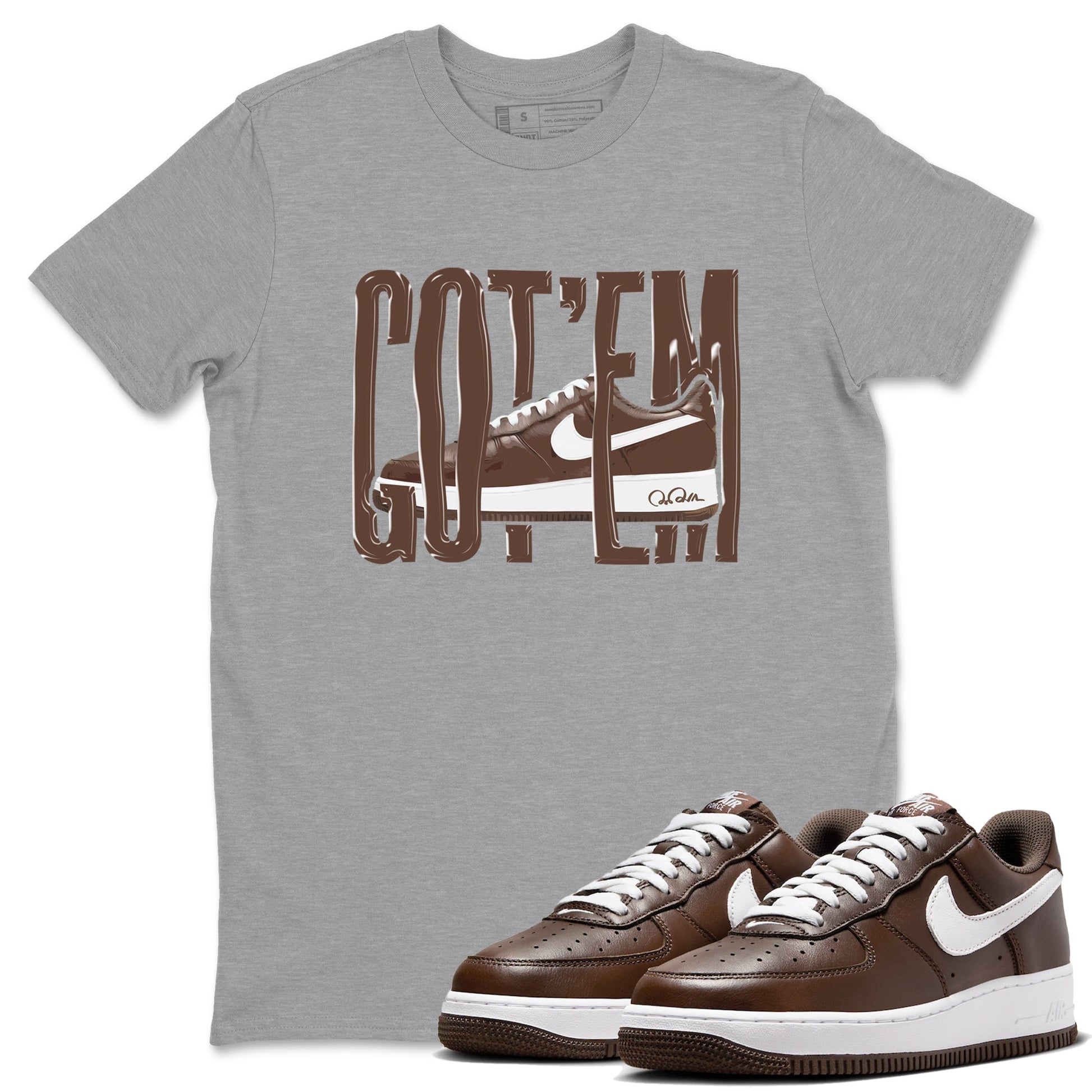 Air Force Low Chocolate shirt to match jordans Wiggling Gotem sneaker tees chocolate Nike Air Force Low Chocolate SNRT Sneaker Release Tees Unisex Heather Grey 1 T-Shirt
