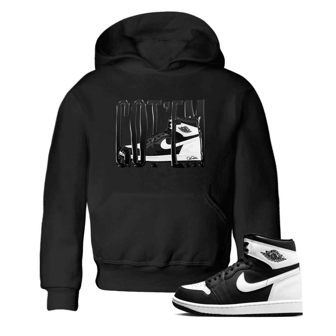 1s Black White shirt to match jordans Wiggling Gotem sneaker tees Air Jordan 1 High OG Black White SNRT sneaker release tees baby toddler Black 1 cotton Shirt