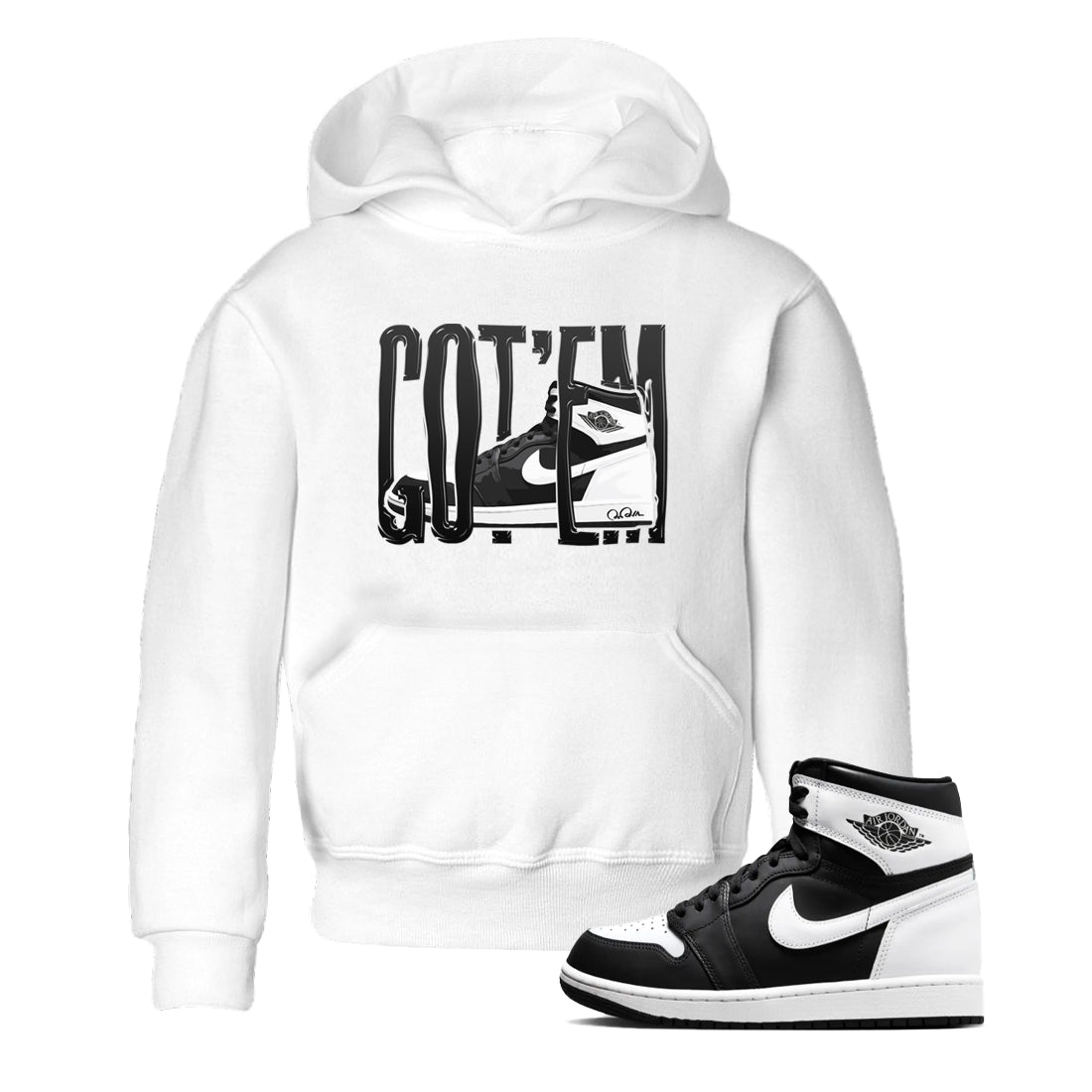 1s Black White shirt to match jordans Wiggling Gotem sneaker tees Air Jordan 1 High OG Black White SNRT sneaker release tees baby toddler White 1 cotton Shirt