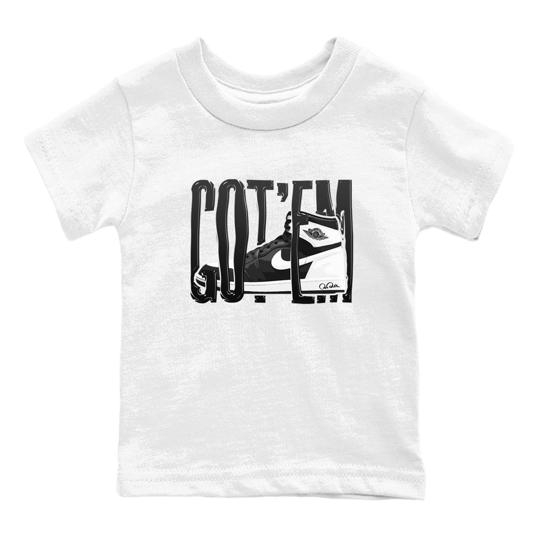 1s Black White shirt to match jordans Wiggling Gotem sneaker tees Air Jordan 1 High OG Black White SNRT sneaker release tees baby toddler White 2 cotton Shirt