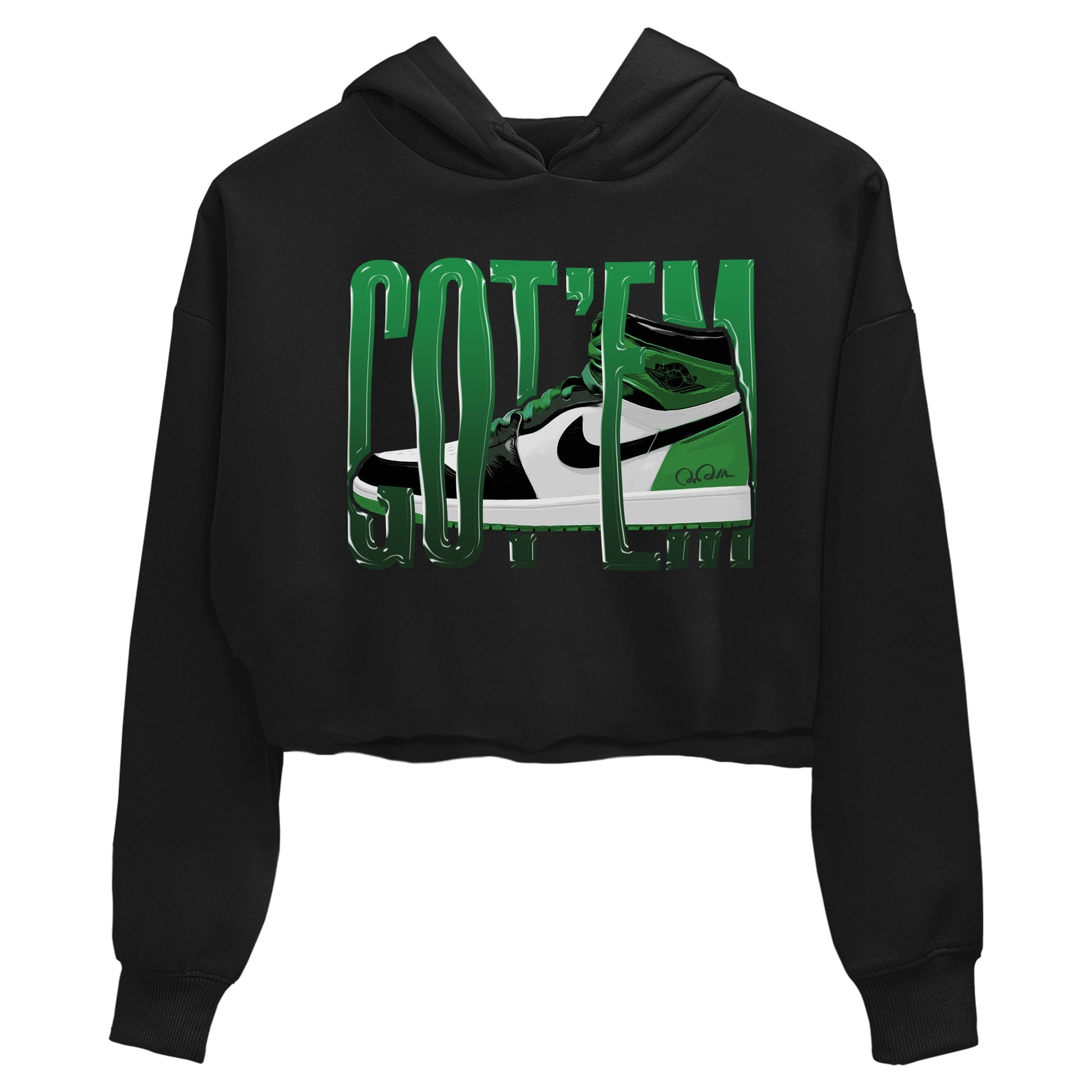Air Jordan 1 Celtics Sneaker Match Tees Wiggling Gotem Sneaker Tees AJ1 High OG Lucky Green Sneaker Release Tees Women's Shirts Black 2