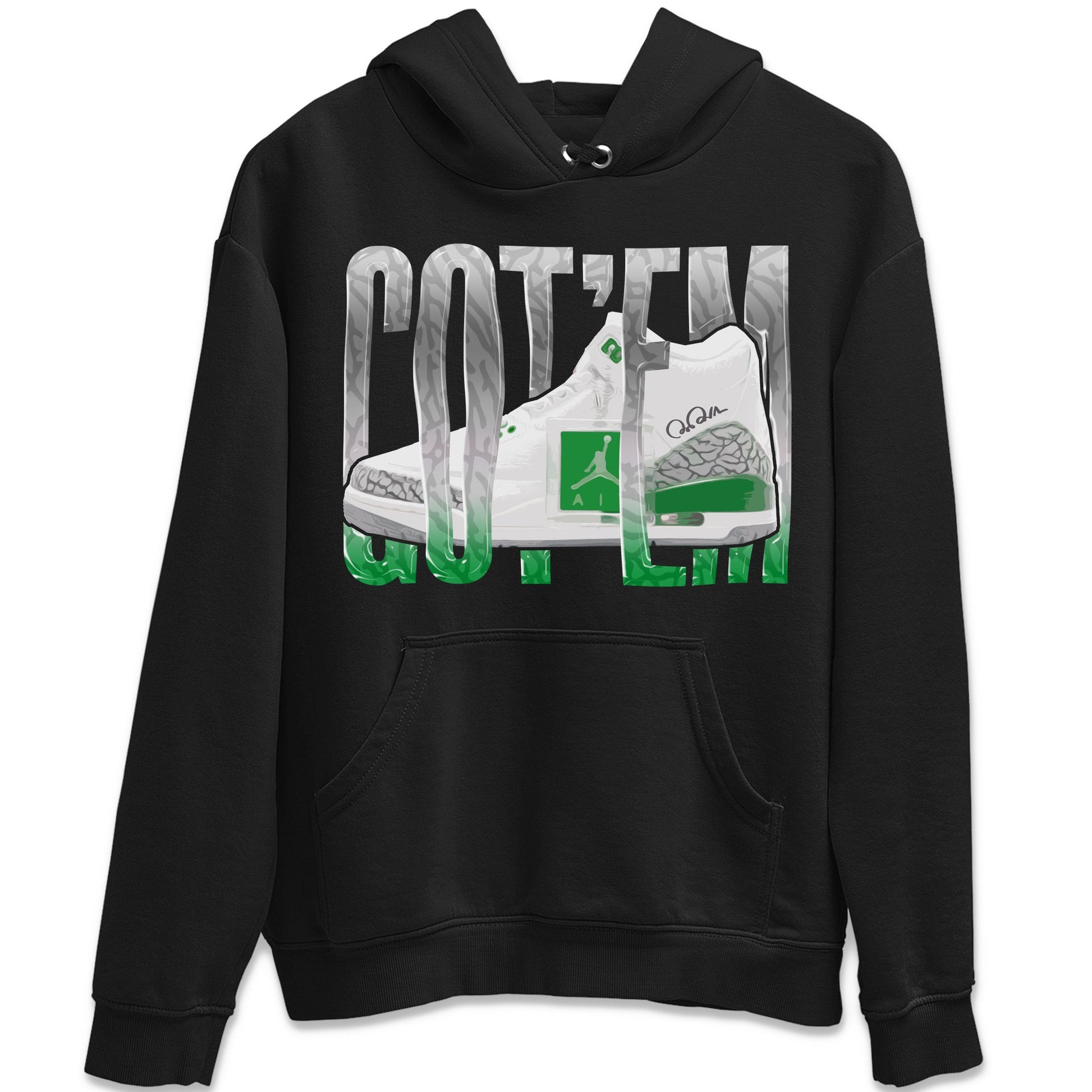Air Jordan 3 Lucky Green Sneaker Match Tees Wiggling Gotem Sneaker Tees AJ3 Lucky Green Sneaker Release Tees Unisex Shirts Black 2