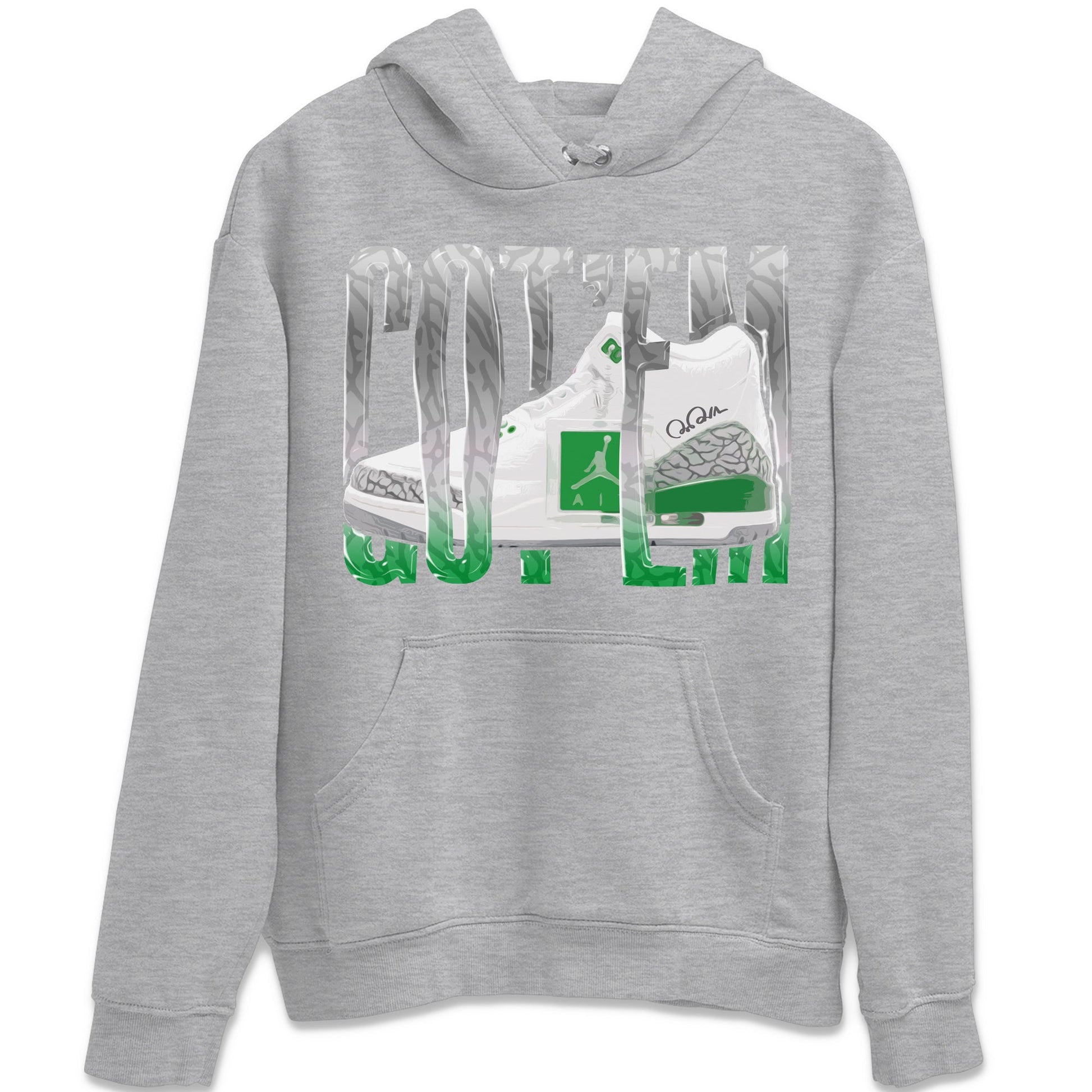 Air Jordan 3 Lucky Green Sneaker Match Tees Wiggling Gotem Sneaker Tees AJ3 Lucky Green Sneaker Release Tees Unisex Shirts Heather Grey 2