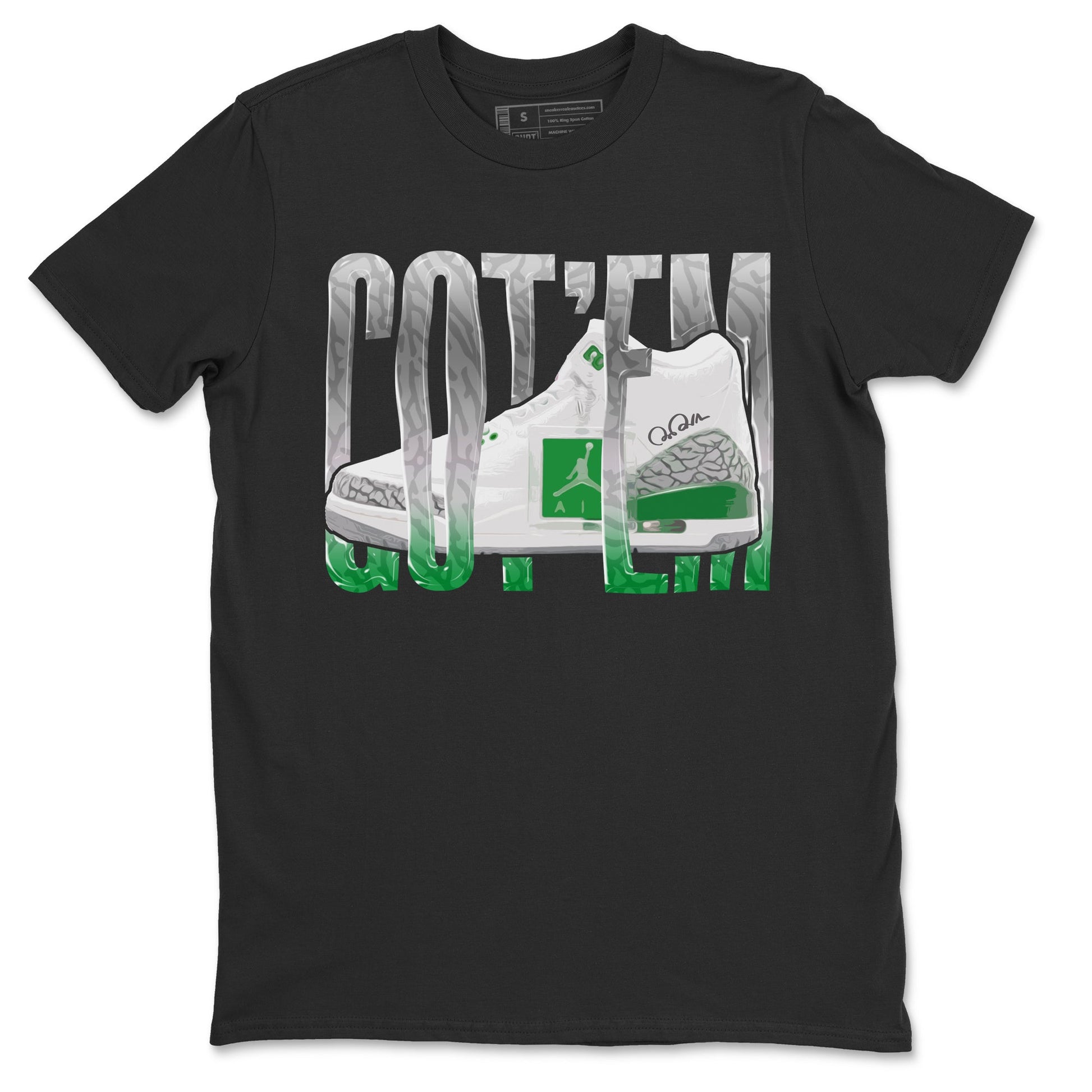 Air Jordan 3 Lucky Green Sneaker Match Tees Wiggling Gotem Sneaker Tees AJ3 Lucky Green Sneaker Release Tees Unisex Shirts Black 2