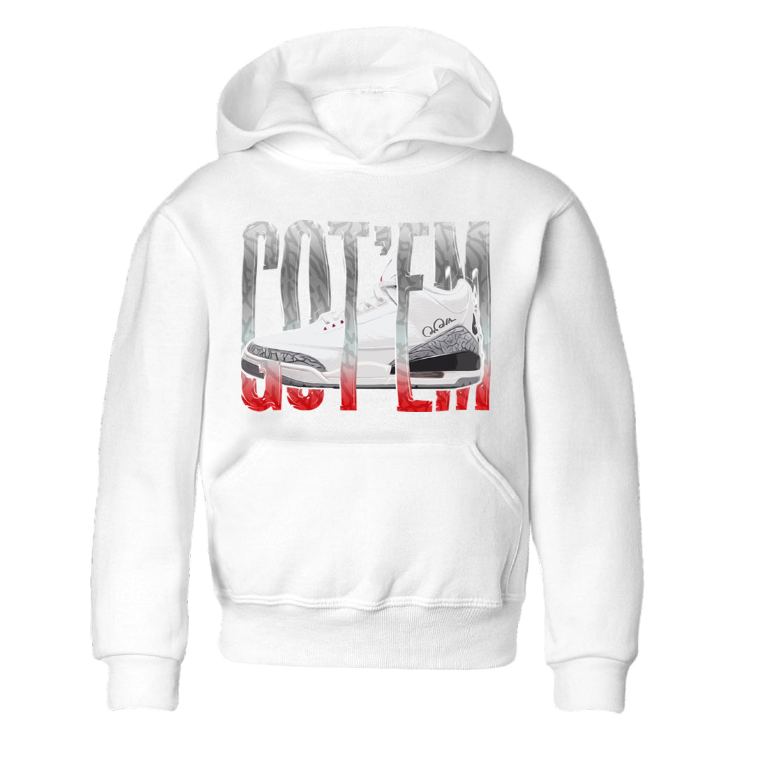Air Jordan 3 White Cement Sneaker Match Tees Wiggling Gotem Sneaker Tees AJ3 White Cement Sneaker Release Tees Kids Shirts White 2